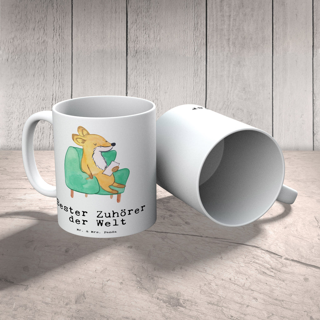 Tasse Fuchs Bester Zuhörer der Welt Becher, Kaffeetasse, Kaffeebecher, Tee, Frühstück, Büro, für, Dankeschön, Geschenk, Schenken, Geburtstag, Geburtstagsgeschenk, Geschenkidee, Danke, Bedanken, Mitbringsel, Freude machen, Geschenktipp, Zuhörer, Freund, Freundin, offenes Ohr, Hilfsbereit, Hilfe