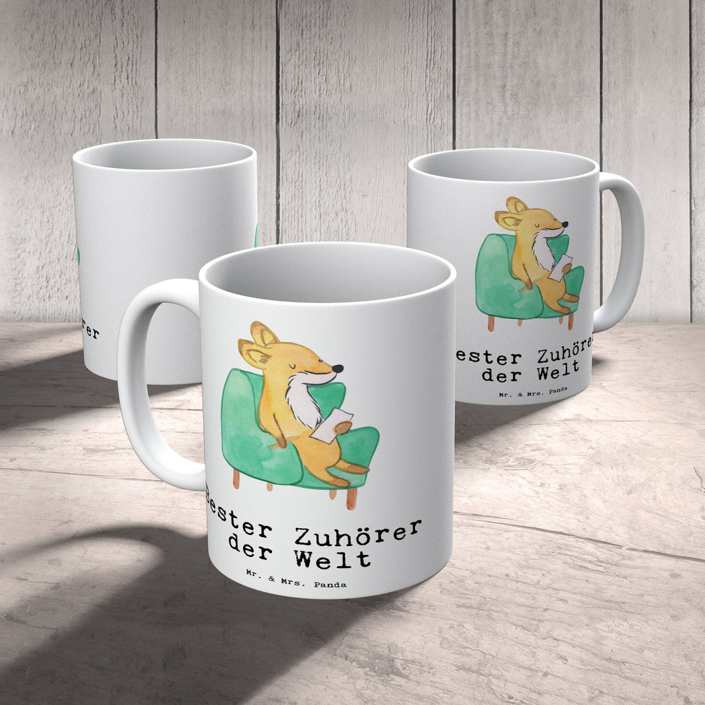 Tasse Fuchs Bester Zuhörer der Welt Becher, Kaffeetasse, Kaffeebecher, Tee, Frühstück, Büro, für, Dankeschön, Geschenk, Schenken, Geburtstag, Geburtstagsgeschenk, Geschenkidee, Danke, Bedanken, Mitbringsel, Freude machen, Geschenktipp, Zuhörer, Freund, Freundin, offenes Ohr, Hilfsbereit, Hilfe