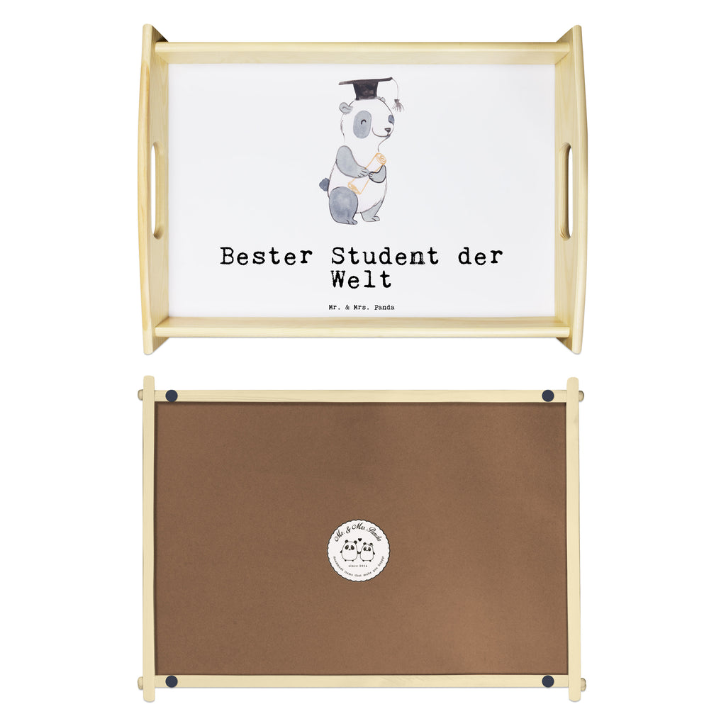 Serviertablett Panda Bester Student der Welt Tablett, Holztablett, Küchentablett, Dekotablett, Frühstückstablett, für, Dankeschön, Geschenk, Schenken, Geburtstag, Geburtstagsgeschenk, Geschenkidee, Danke, Bedanken, Mitbringsel, Freude machen, Geschenktipp, Student, Studium, Sohn, Spaß, Musterschüler, lustig, Studienabschluss, witzig, Universität, Abschluss, Alumni, Uni, Studenten, Hochschule