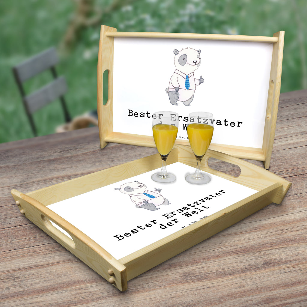 Serviertablett Panda Bester Ersatzvater der Welt Tablett, Holztablett, Küchentablett, Dekotablett, Frühstückstablett, für, Dankeschön, Geschenk, Schenken, Geburtstag, Geburtstagsgeschenk, Geschenkidee, Danke, Bedanken, Mitbringsel, Freude machen, Geschenktipp, Bester, Ersatzvater, Ersatz, zweiter, Vater, Papa, Dad, Daddy, Paps, Papi, Vati, Eltern, Geschenk Vater, Mann, Familie, Kleinigkeit