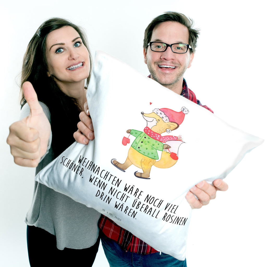 40x40 Kissen Fuchs  Schlittschuhe Kissenhülle, Kopfkissen, Sofakissen, Dekokissen, Motivkissen, Winter, Weihnachten, Weihnachtsdeko, Nikolaus, Advent, Heiligabend, Wintermotiv, Weihnachtsmann, Weihnachtstage, Weihnachtsbaum, Tannenbaum, Weihnachtszeit