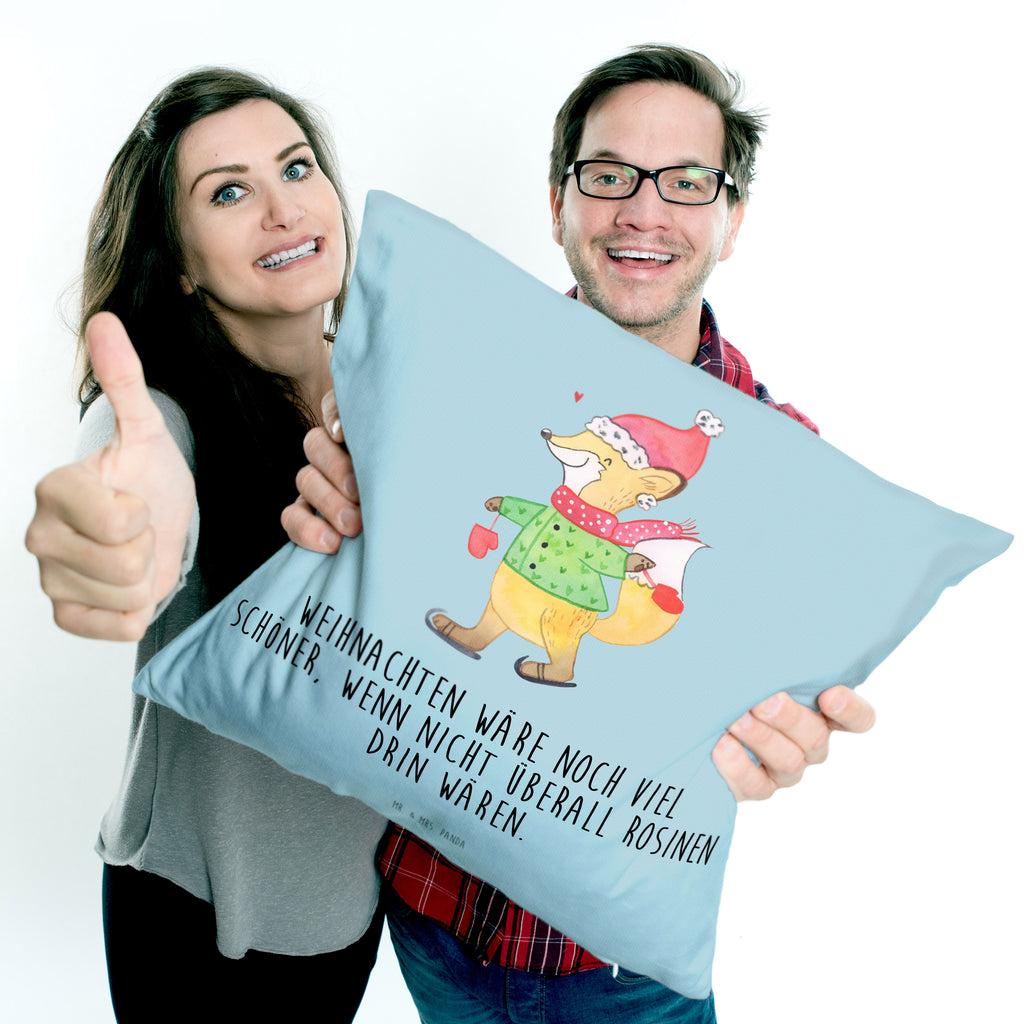 40x40 Kissen Fuchs  Schlittschuhe Kissenhülle, Kopfkissen, Sofakissen, Dekokissen, Motivkissen, Winter, Weihnachten, Weihnachtsdeko, Nikolaus, Advent, Heiligabend, Wintermotiv, Weihnachtsmann, Weihnachtstage, Weihnachtsbaum, Tannenbaum, Weihnachtszeit