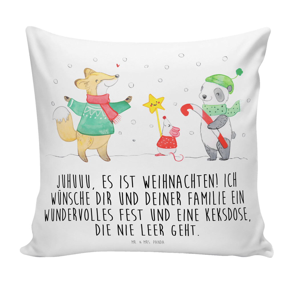 40x40 Kissen Winter Weihnachtsfreude Kissenhülle, Kopfkissen, Sofakissen, Dekokissen, Motivkissen, Winter, Weihnachten, Weihnachtsdeko, Nikolaus, Advent, Heiligabend, Wintermotiv, Weihnachtsmann, Weihnachtstage, Fuchs, Weihnachtsbaum, Tannenbaum, Weihnachtszeit