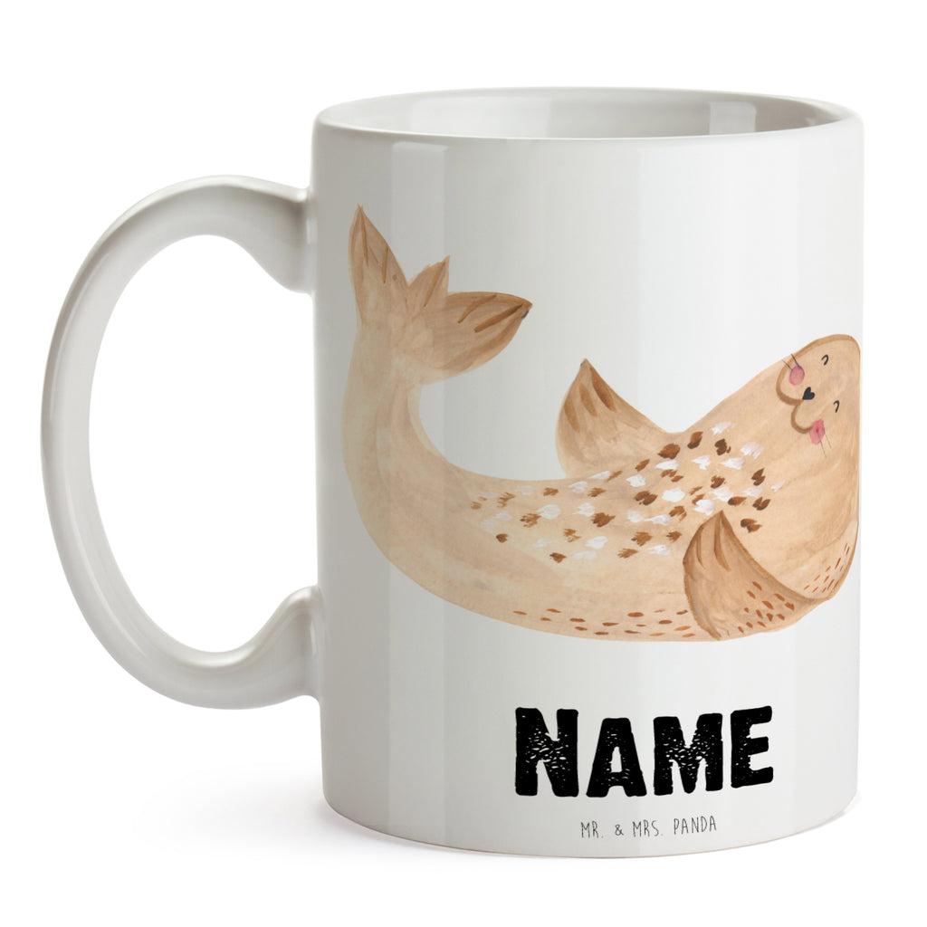 Personalisierte Tasse Robbe liegend Personalisierte Tasse, Namenstasse, Wunschname, Personalisiert, Tasse, Namen, Drucken, Tasse mit Namen, Tiermotive, Gute Laune, lustige Sprüche, Tiere, Robbe, Robben, Seehund, Strand, Meerestier, Ostsee, Nordsee, Lachen, Freude
