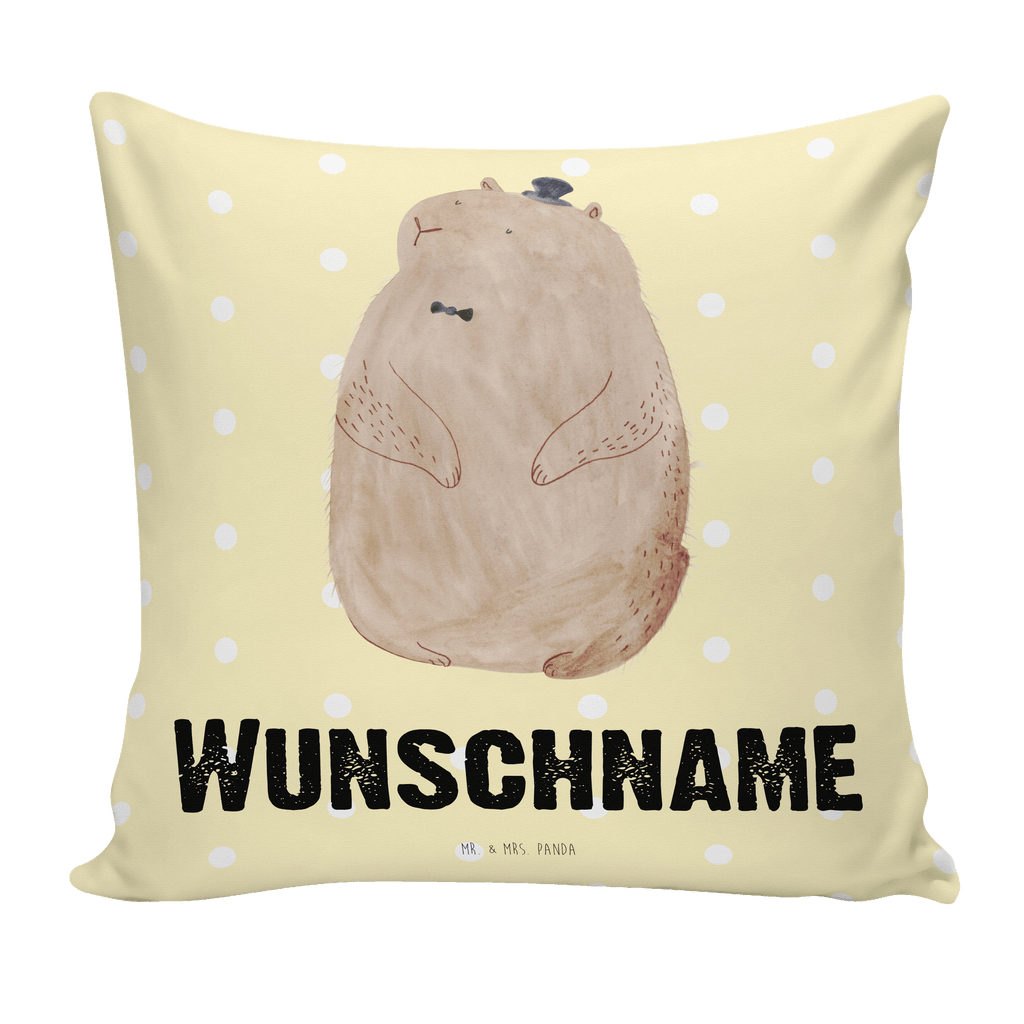 Personalisiertes Kissen Murmeltier Kissen, personalisiert, Name, Wunschname, bedrucken, Kopfkissen, Tiermotive, Gute Laune, lustige Sprüche, Tiere, Murmeltier, Knigge, Fröhlichkeit, Freundlichkeit, Respekt, Anstand