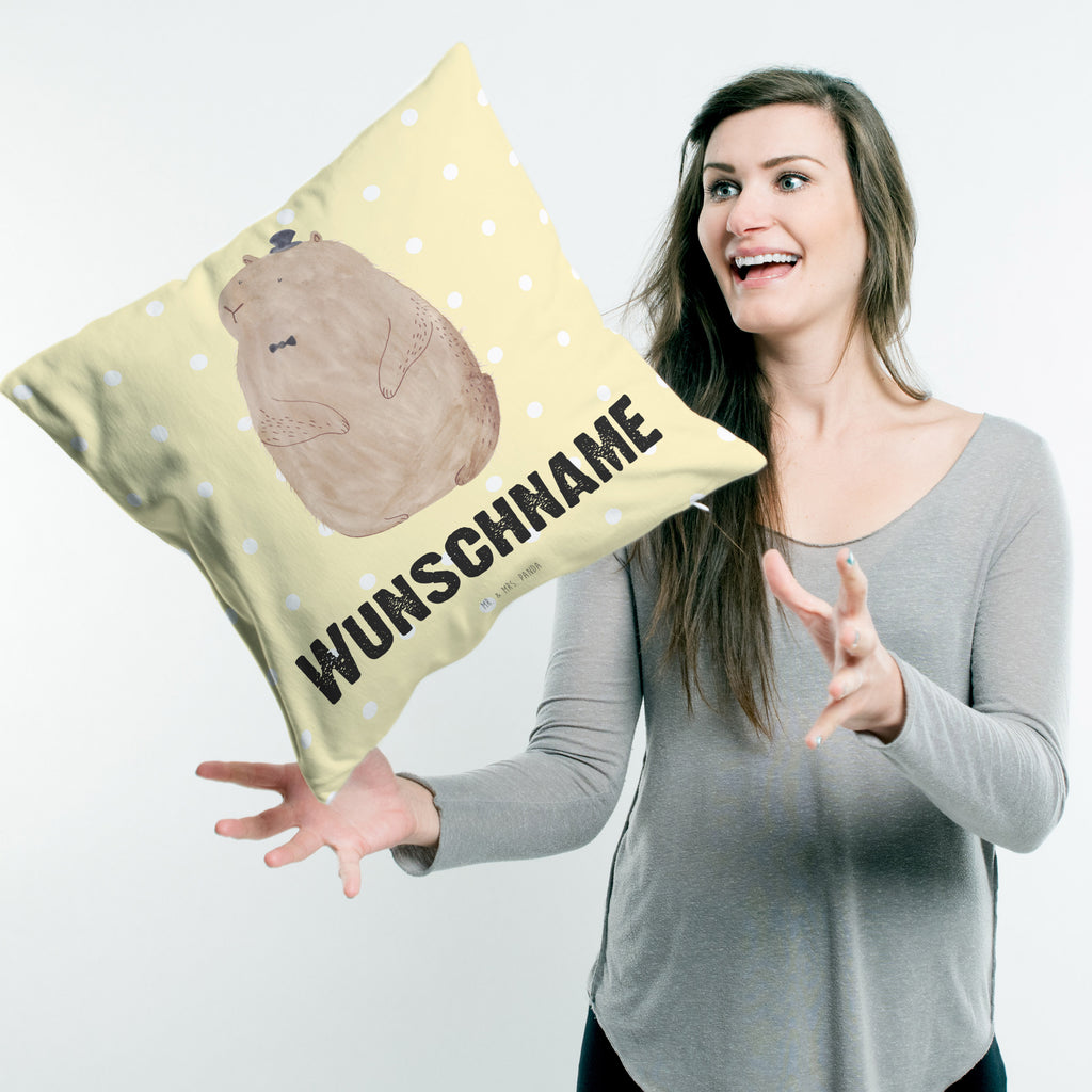 Personalisiertes Kissen Murmeltier Kissen, personalisiert, Name, Wunschname, bedrucken, Kopfkissen, Tiermotive, Gute Laune, lustige Sprüche, Tiere, Murmeltier, Knigge, Fröhlichkeit, Freundlichkeit, Respekt, Anstand