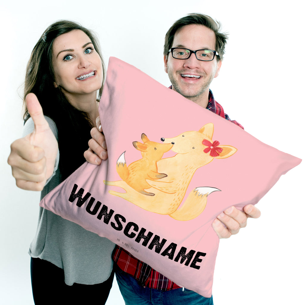 Personalisiertes Kissen Fuchs Mama & Kind Kissen, personalisiert, Name, Wunschname, bedrucken, Kopfkissen, Familie, Vatertag, Muttertag, Bruder, Schwester, Mama, Papa, Oma, Opa, Mutter, Tochter, Lieblingstochter, Beste Tochter, Geschenk