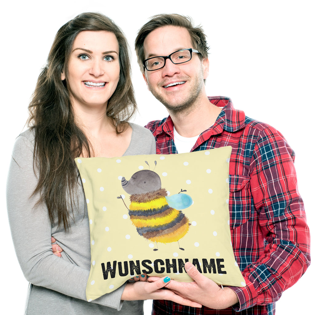 Personalisiertes Kissen Hummel flauschig Kissen, personalisiert, Name, Wunschname, bedrucken, Kopfkissen, Tiermotive, Gute Laune, lustige Sprüche, Tiere, Hummel, Flauschig, Biene, Blume, Natur