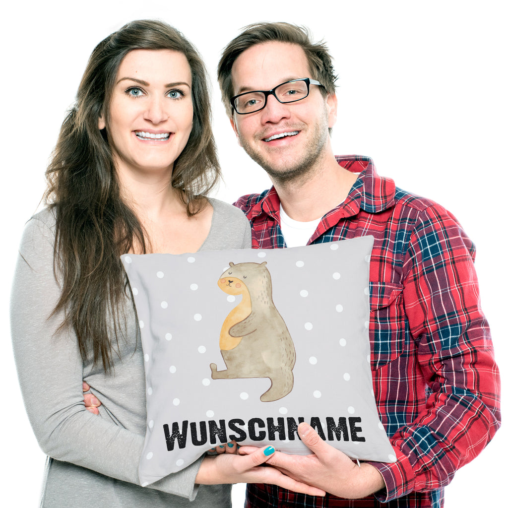 Personalisiertes Kissen Otter Bauch Kissen, personalisiert, Name, Wunschname, bedrucken, Kopfkissen, Otter, Fischotter, Seeotter, Otter Seeotter See Otter