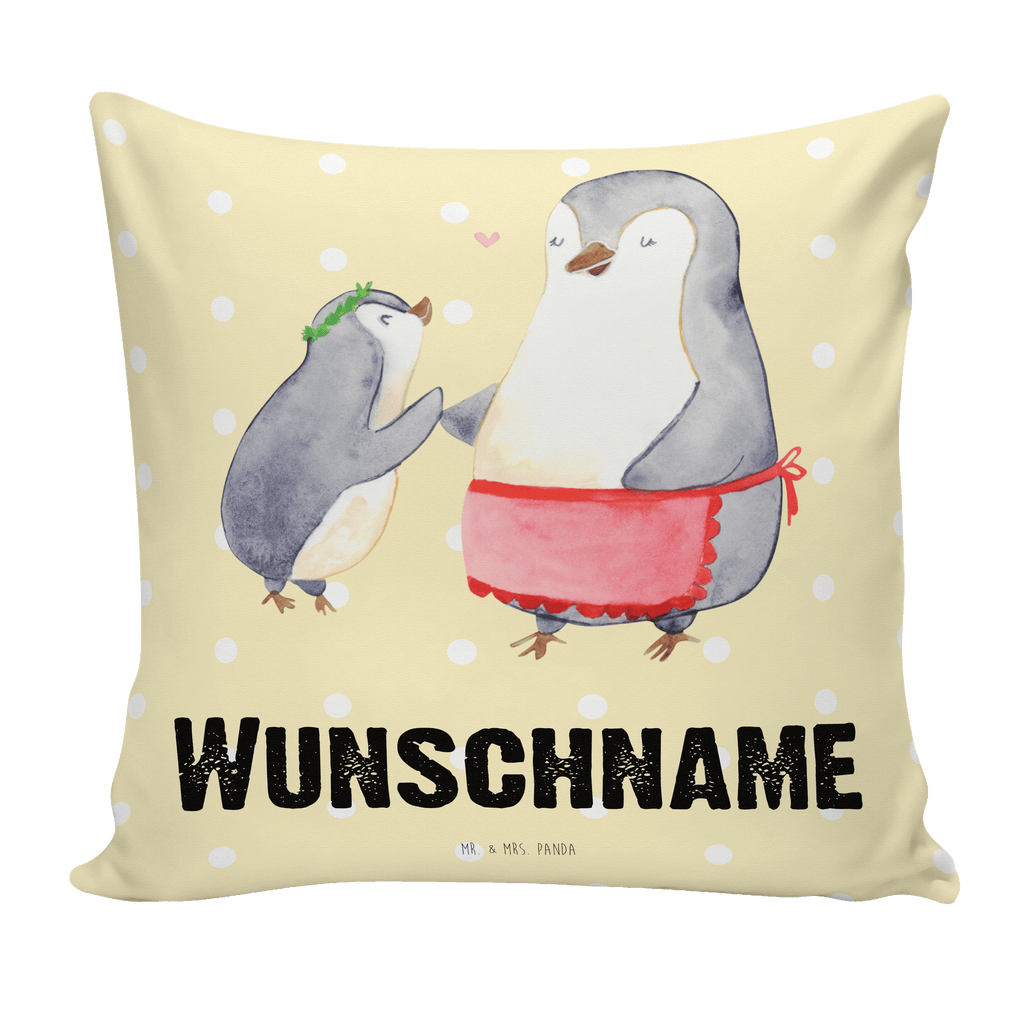 Personalisiertes Kissen Pinguin mit Kind Kissen, personalisiert, Name, Wunschname, bedrucken, Kopfkissen, Familie, Vatertag, Muttertag, Bruder, Schwester, Mama, Papa, Oma, Opa, Geschenk, Mami, Mutti, Mutter, Geburststag