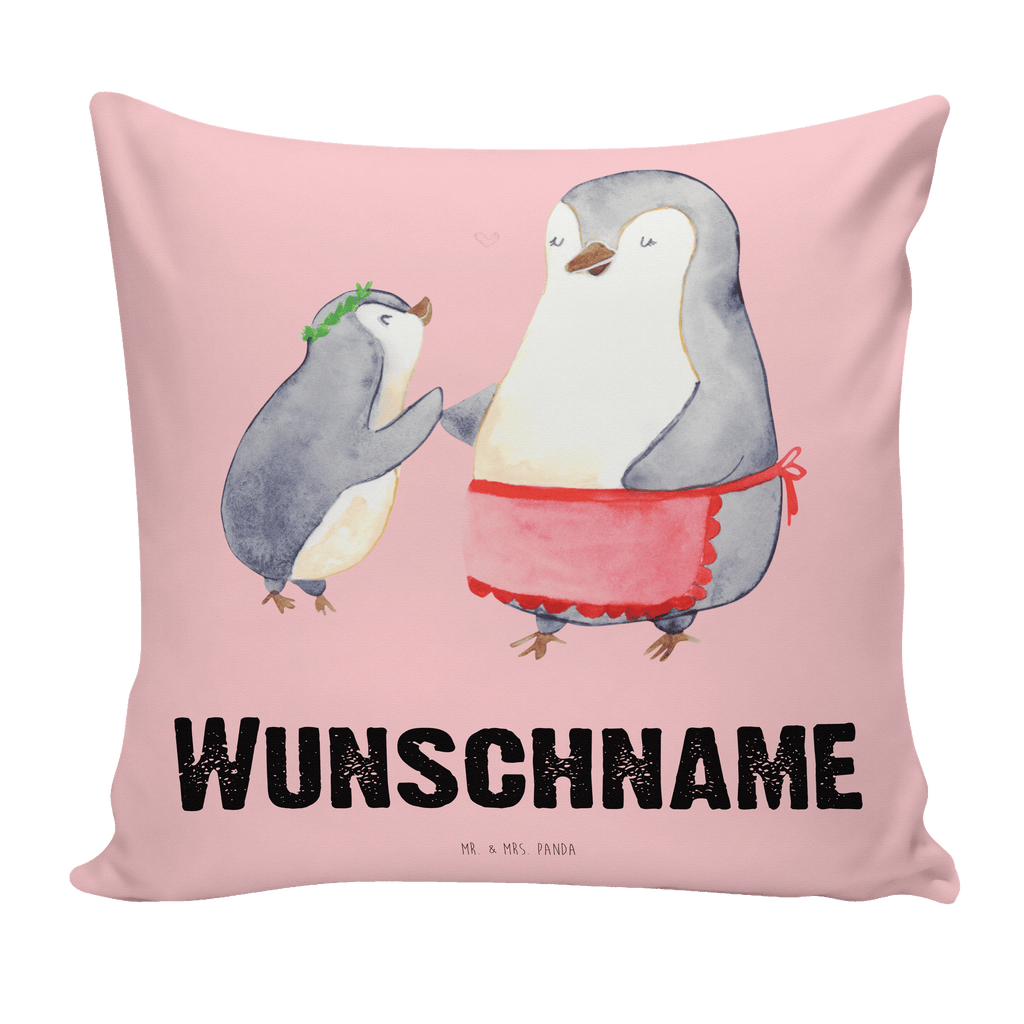 Personalisiertes Kissen Pinguin mit Kind Kissen, personalisiert, Name, Wunschname, bedrucken, Kopfkissen, Familie, Vatertag, Muttertag, Bruder, Schwester, Mama, Papa, Oma, Opa, Geschenk, Mami, Mutti, Mutter, Geburststag