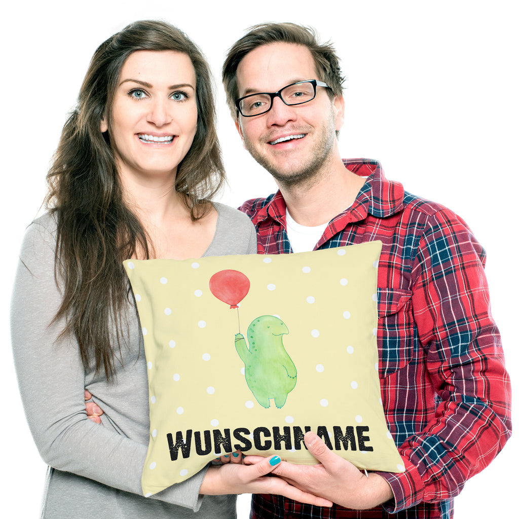 Personalisiertes Kissen Schildkröte Luftballon Kissen, personalisiert, Name, Wunschname, bedrucken, Kopfkissen, Schildkröte, Schildkröten, Mutausbruch, Motivation, Motivationsspruch