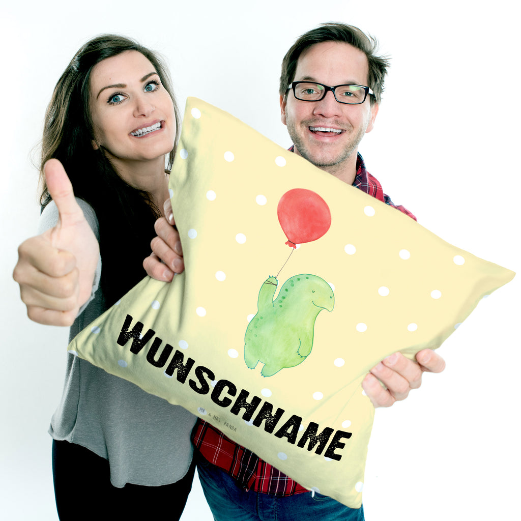 Personalisiertes Kissen Schildkröte Luftballon Kissen, personalisiert, Name, Wunschname, bedrucken, Kopfkissen, Schildkröte, Schildkröten, Mutausbruch, Motivation, Motivationsspruch