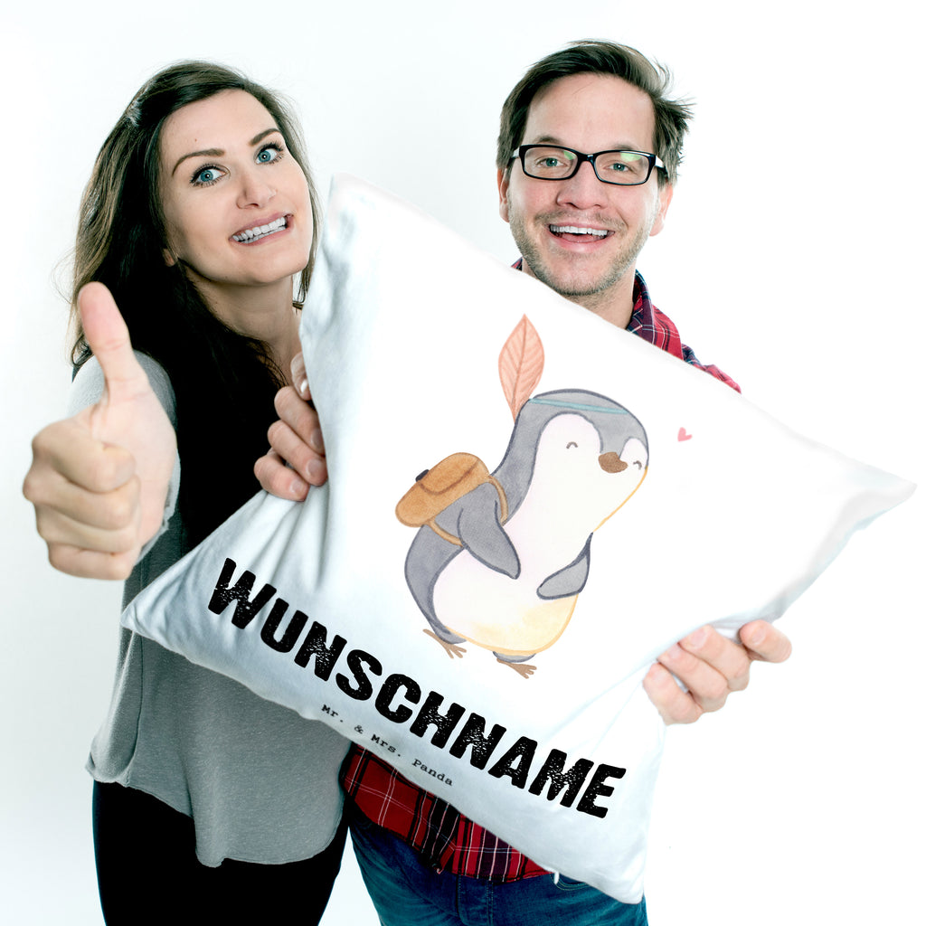 Personalisiertes Kissen Pinguin Ausflug Tage Kissen, personalisiert, Name, Wunschname, bedrucken, Kopfkissen, Geschenk, Sport, Sportart, Hobby, Schenken, Danke, Dankeschön, Auszeichnung, Gewinn, Sportler, Ausflüge machen, reisen, Ausflug, Ausflugsziele