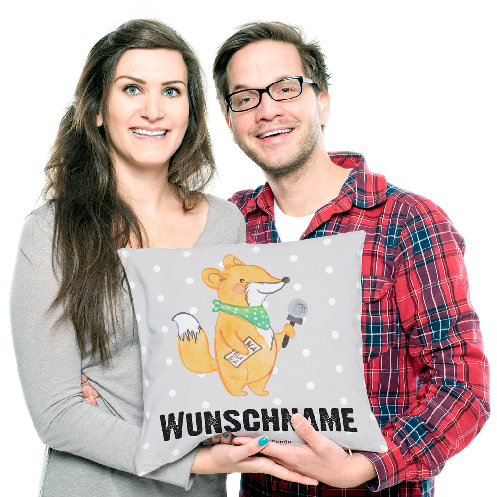 Personalisiertes Kissen Moderatorin mit Herz Kissen, personalisiert, Name, Wunschname, bedrucken, Kopfkissen, Beruf, Ausbildung, Jubiläum, Abschied, Rente, Kollege, Kollegin, Geschenk, Schenken, Arbeitskollege, Mitarbeiter, Firma, Danke, Dankeschön