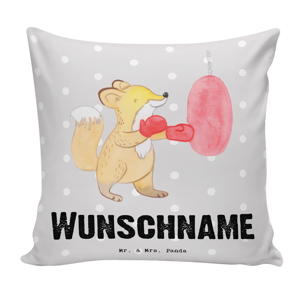 Personalisiertes Kissen Fuchs Boxen Tage Kissen, personalisiert, Name, Wunschname, bedrucken, Kopfkissen, Geschenk, Sport, Sportart, Hobby, Schenken, Danke, Dankeschön, Auszeichnung, Gewinn, Sportler, Boxen, Boxkampf, Boxtraining