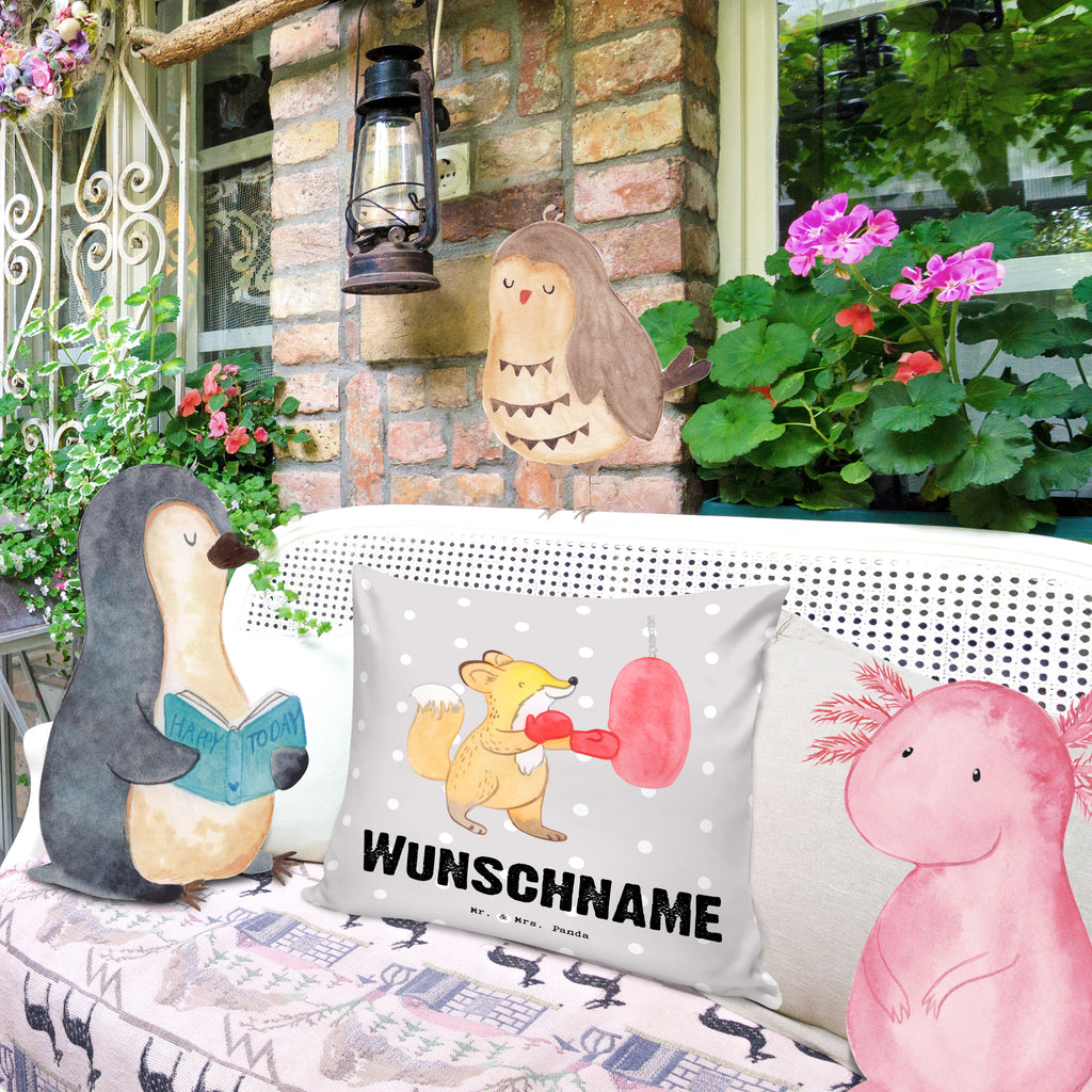 Personalisiertes Kissen Fuchs Boxen Tage Kissen, personalisiert, Name, Wunschname, bedrucken, Kopfkissen, Geschenk, Sport, Sportart, Hobby, Schenken, Danke, Dankeschön, Auszeichnung, Gewinn, Sportler, Boxen, Boxkampf, Boxtraining