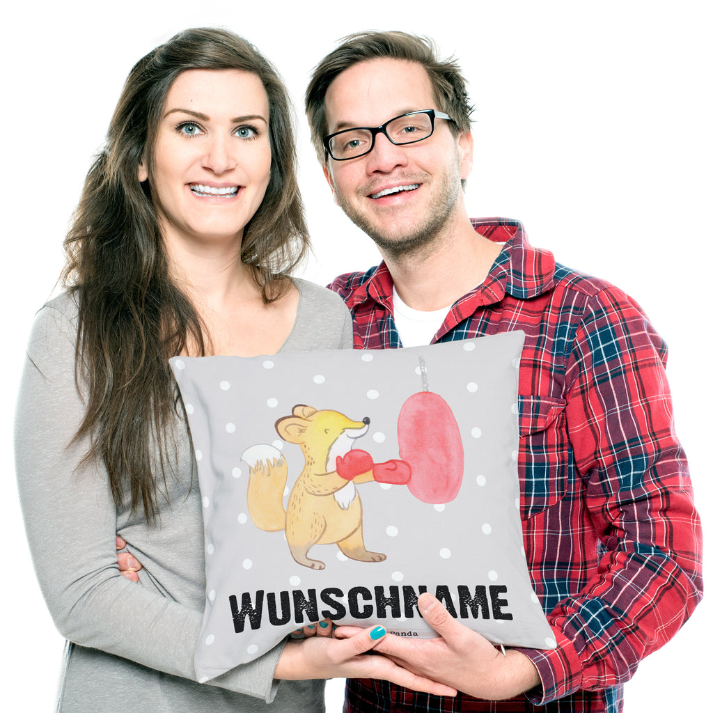 Personalisiertes Kissen Fuchs Boxen Tage Kissen, personalisiert, Name, Wunschname, bedrucken, Kopfkissen, Geschenk, Sport, Sportart, Hobby, Schenken, Danke, Dankeschön, Auszeichnung, Gewinn, Sportler, Boxen, Boxkampf, Boxtraining
