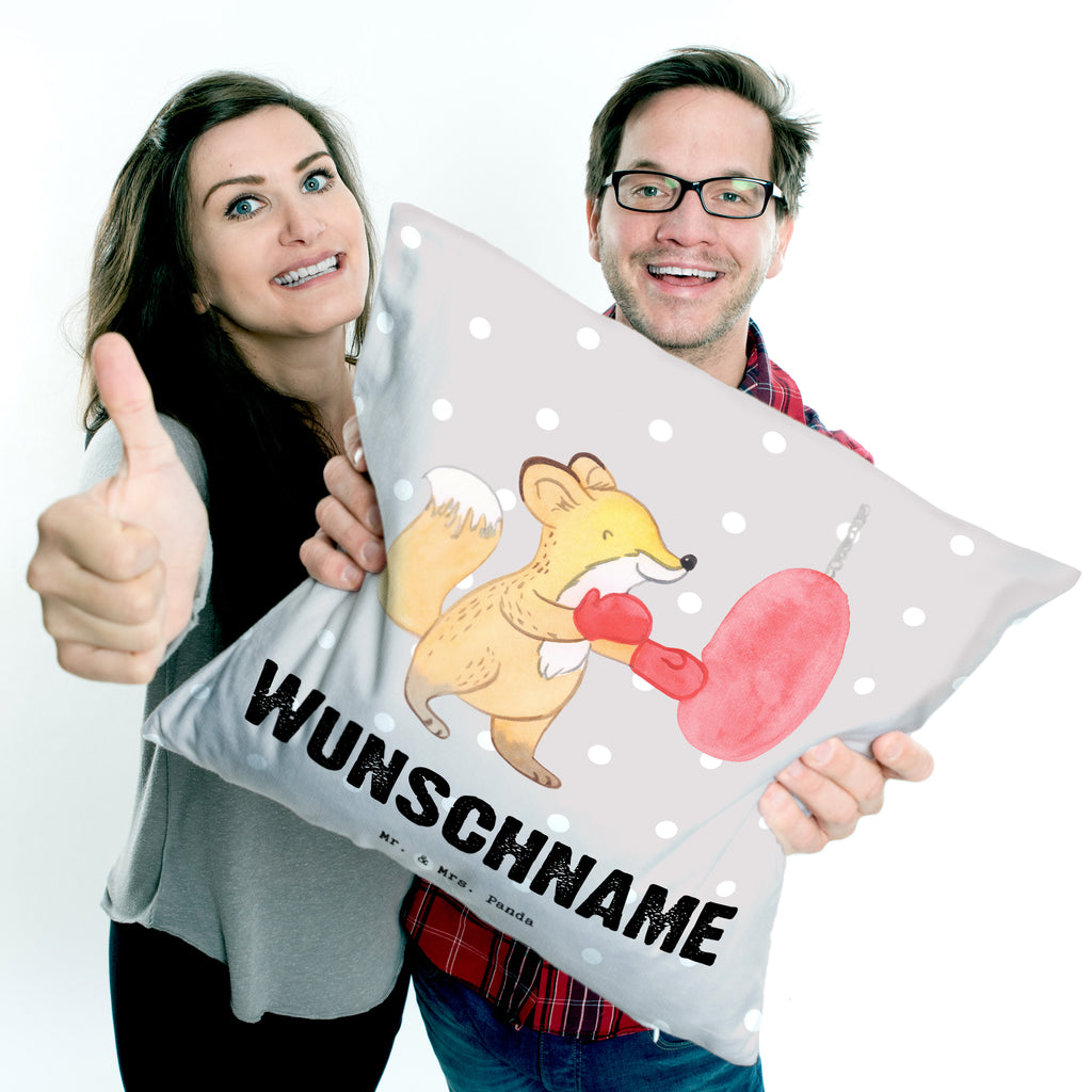 Personalisiertes Kissen Fuchs Boxen Tage Kissen, personalisiert, Name, Wunschname, bedrucken, Kopfkissen, Geschenk, Sport, Sportart, Hobby, Schenken, Danke, Dankeschön, Auszeichnung, Gewinn, Sportler, Boxen, Boxkampf, Boxtraining