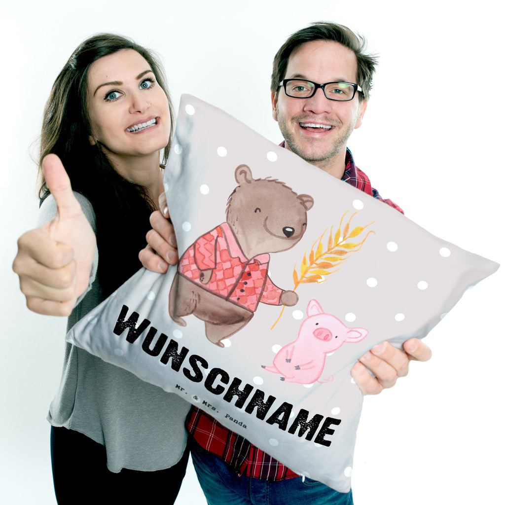 Personalisiertes Kissen Bauer mit Herz Kissen, personalisiert, Name, Wunschname, bedrucken, Kopfkissen, Beruf, Ausbildung, Jubiläum, Abschied, Rente, Kollege, Kollegin, Geschenk, Schenken, Arbeitskollege, Mitarbeiter, Firma, Danke, Dankeschön, Landwirt; Bauer, Tierwirt, Agronom, Farmer, Bauernhof