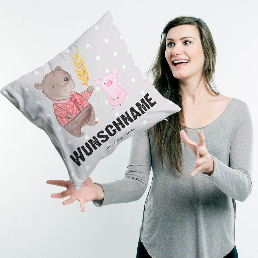 Personalisiertes Kissen Bauer mit Herz Kissen, personalisiert, Name, Wunschname, bedrucken, Kopfkissen, Beruf, Ausbildung, Jubiläum, Abschied, Rente, Kollege, Kollegin, Geschenk, Schenken, Arbeitskollege, Mitarbeiter, Firma, Danke, Dankeschön, Landwirt; Bauer, Tierwirt, Agronom, Farmer, Bauernhof