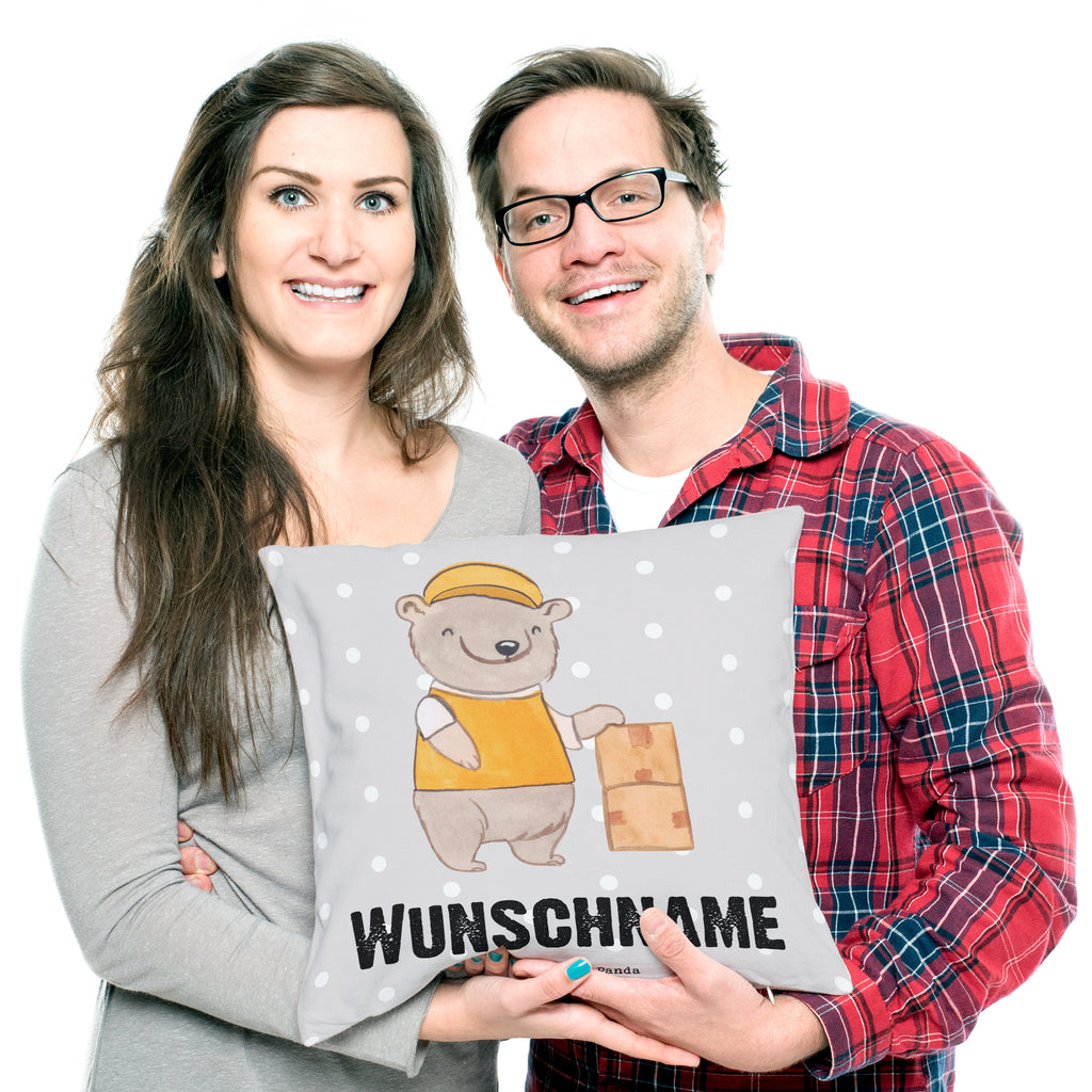 Personalisiertes Kissen Möbelpackerin mit Herz Kissen, personalisiert, Name, Wunschname, bedrucken, Kopfkissen, Beruf, Ausbildung, Jubiläum, Abschied, Rente, Kollege, Kollegin, Geschenk, Schenken, Arbeitskollege, Mitarbeiter, Firma, Danke, Dankeschön, Möbelpackerin, Umzugshelferin, Umzugsfirma, Umzugsservice