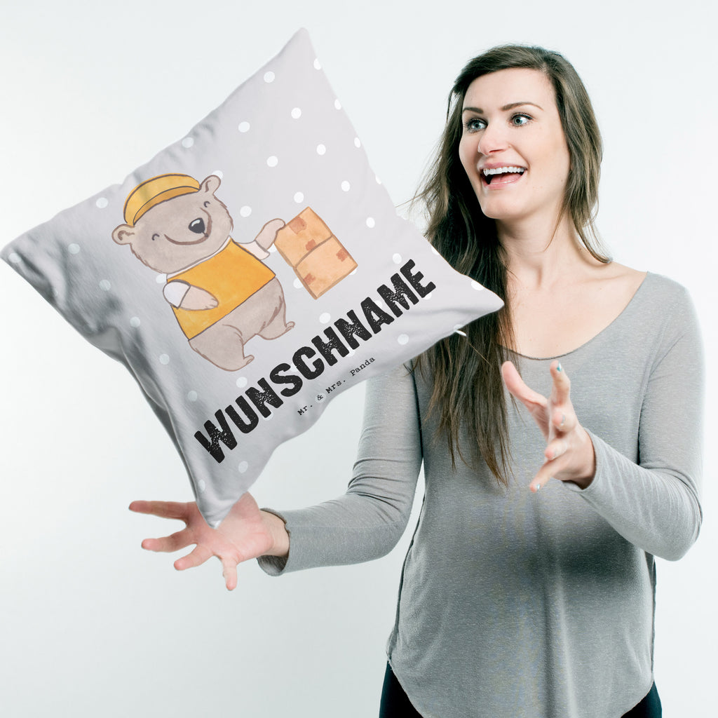 Personalisiertes Kissen Möbelpackerin mit Herz Kissen, personalisiert, Name, Wunschname, bedrucken, Kopfkissen, Beruf, Ausbildung, Jubiläum, Abschied, Rente, Kollege, Kollegin, Geschenk, Schenken, Arbeitskollege, Mitarbeiter, Firma, Danke, Dankeschön, Möbelpackerin, Umzugshelferin, Umzugsfirma, Umzugsservice