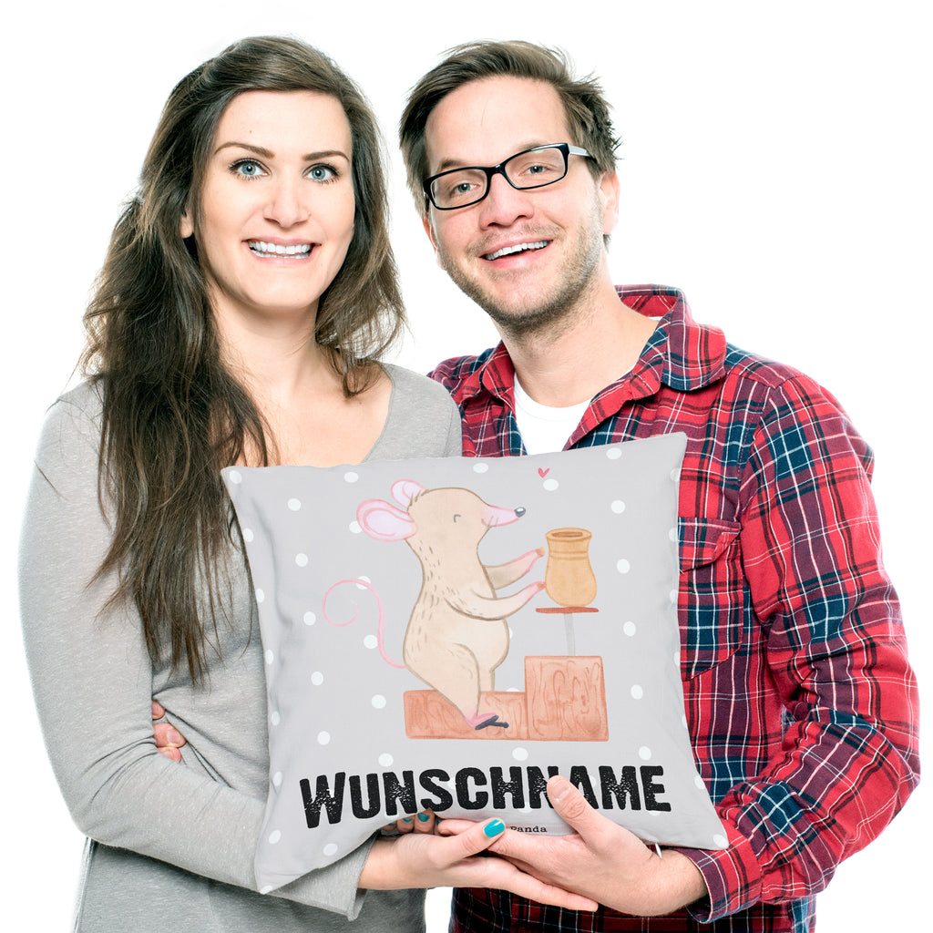 Personalisiertes Kissen Maus Töpfern Tage Kissen, personalisiert, Name, Wunschname, bedrucken, Kopfkissen, Geschenk, Sport, Sportart, Hobby, Schenken, Danke, Dankeschön, Auszeichnung, Gewinn, Sportler, Töpfern, Töpferei, Töpferkurs