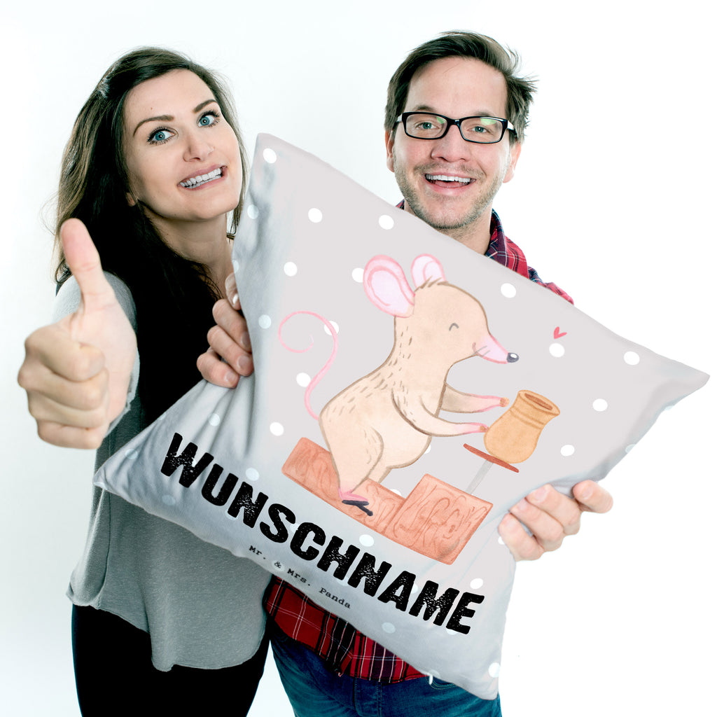 Personalisiertes Kissen Maus Töpfern Tage Kissen, personalisiert, Name, Wunschname, bedrucken, Kopfkissen, Geschenk, Sport, Sportart, Hobby, Schenken, Danke, Dankeschön, Auszeichnung, Gewinn, Sportler, Töpfern, Töpferei, Töpferkurs