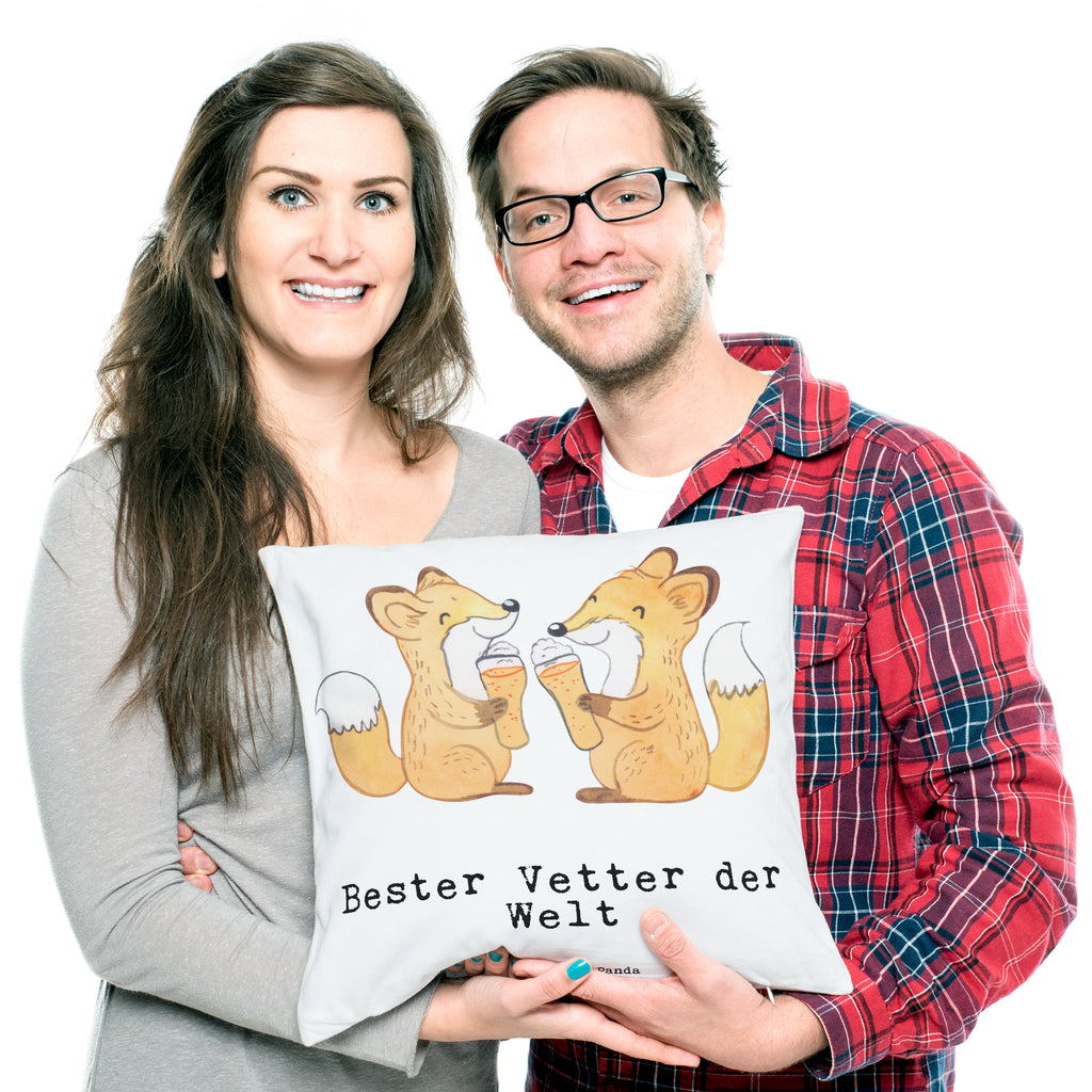 40x40 Kissen Fuchs Bester Vetter der Welt Kissenhülle, Kopfkissen, Sofakissen, Dekokissen, Motivkissen, für, Dankeschön, Geschenk, Schenken, Geburtstag, Geburtstagsgeschenk, Geschenkidee, Danke, Bedanken, Mitbringsel, Freude machen, Geschenktipp, Vetter, Cousin, Kousin, Sohn von Onkel, Sohn von Tante, Familie, Verwandtschaft, Cousine