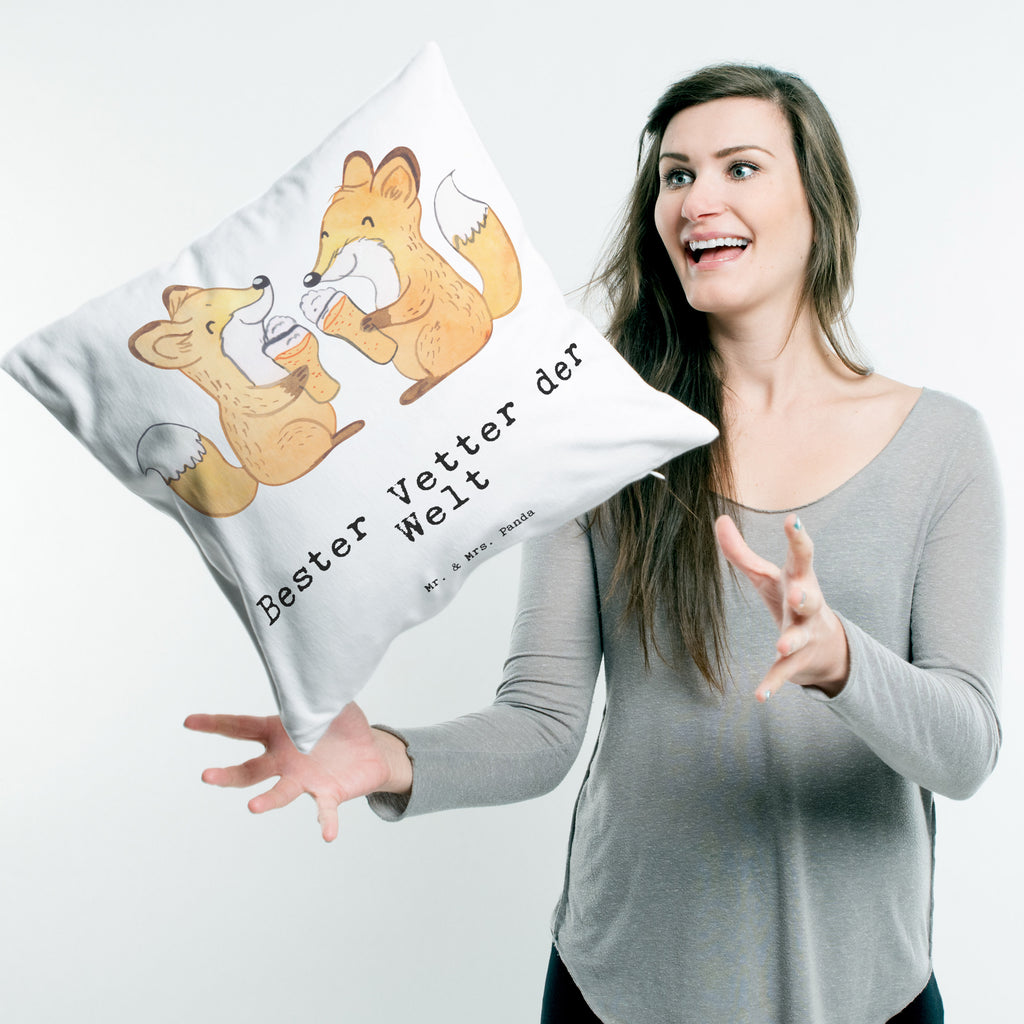 40x40 Kissen Fuchs Bester Vetter der Welt Kissenhülle, Kopfkissen, Sofakissen, Dekokissen, Motivkissen, für, Dankeschön, Geschenk, Schenken, Geburtstag, Geburtstagsgeschenk, Geschenkidee, Danke, Bedanken, Mitbringsel, Freude machen, Geschenktipp, Vetter, Cousin, Kousin, Sohn von Onkel, Sohn von Tante, Familie, Verwandtschaft, Cousine