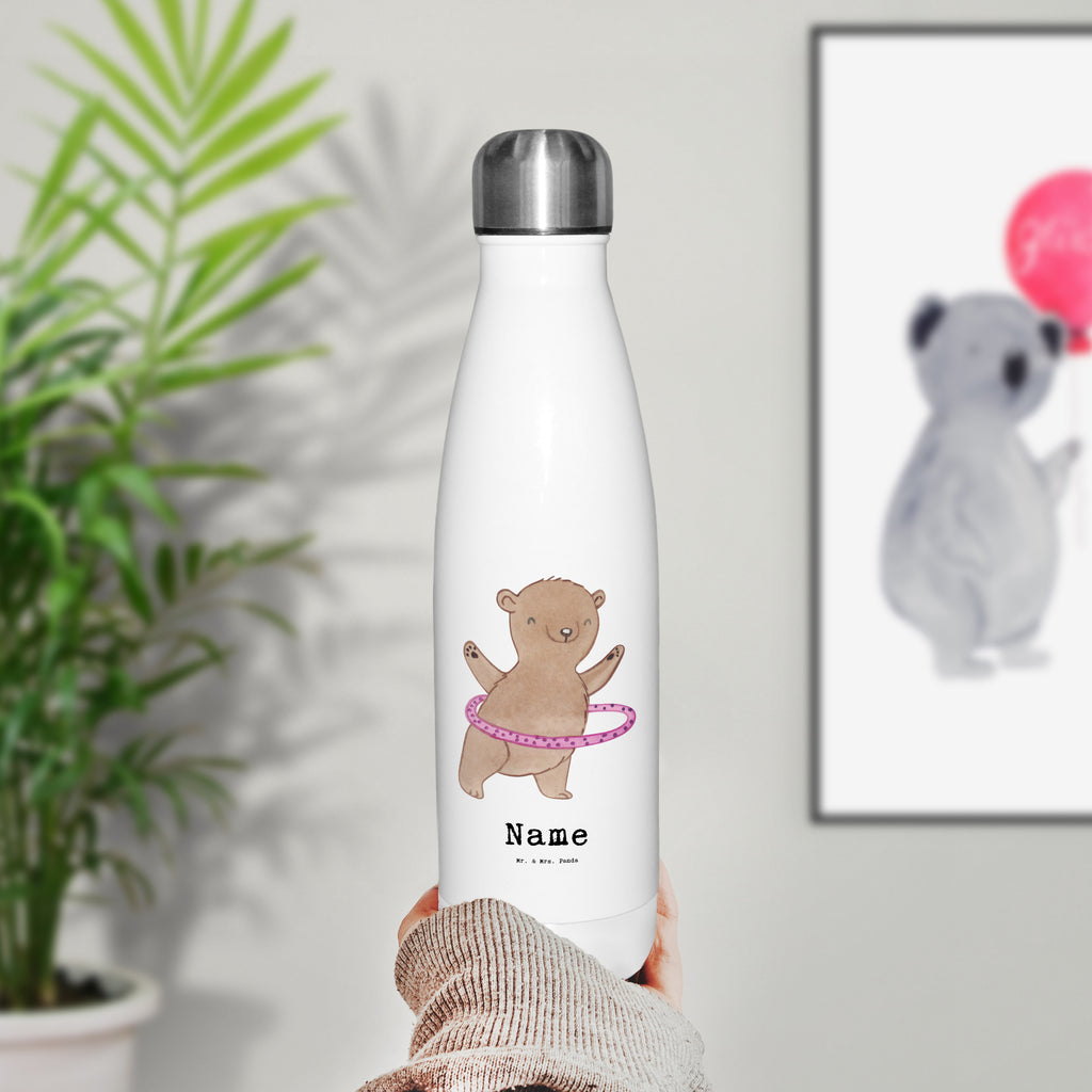 Personalisierte Thermosflasche Bär Hula Hoop Tage Personalisierte Isolierflasche, Personalisierte Thermoflasche, Personalisierte Trinkflasche, Trinkflasche Mit Namen, Wunschname, Bedrucken, Namensflasche, Geschenk, Sport, Sportart, Hobby, Schenken, Danke, Dankeschön, Auszeichnung, Gewinn, Sportler, Hula Hoop, Fitness, Training