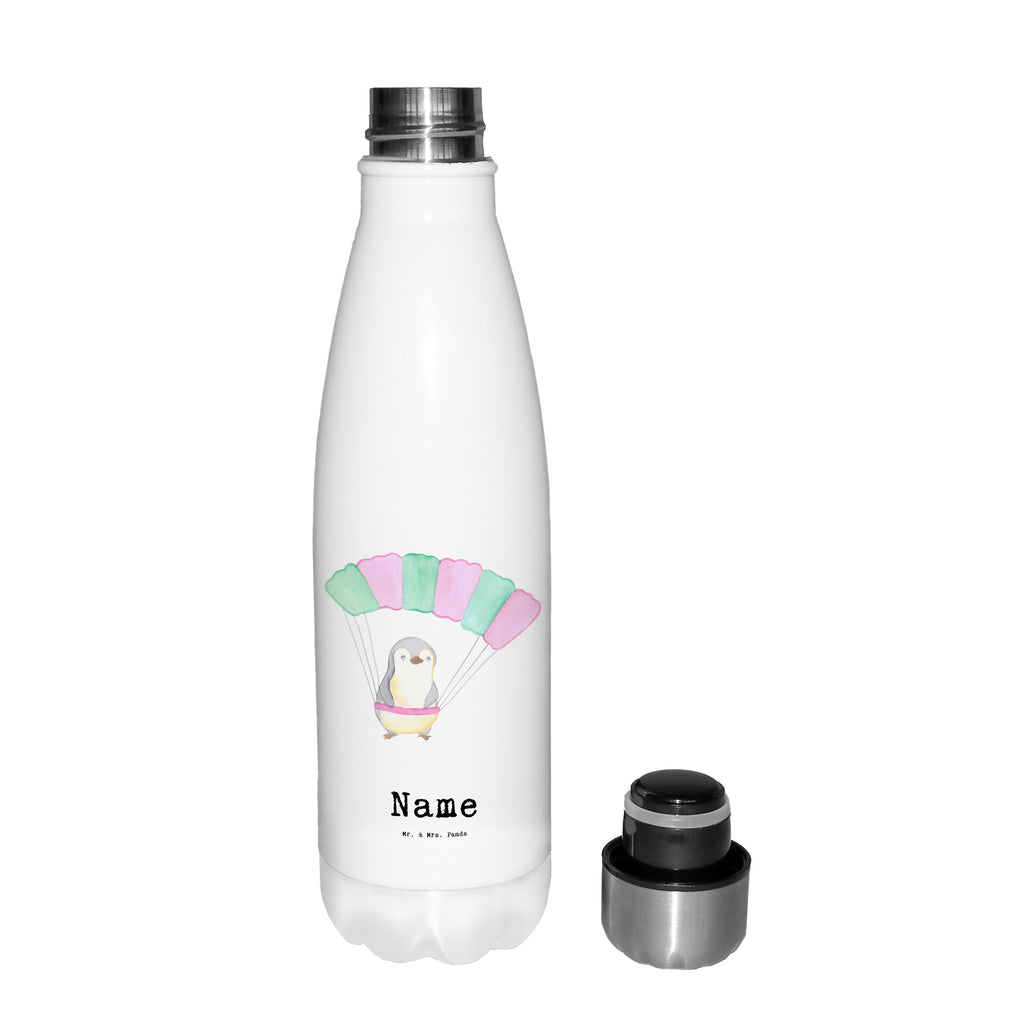 Personalisierte Thermosflasche Pinguin Fallschirm springen Tage Personalisierte Isolierflasche, Personalisierte Thermoflasche, Personalisierte Trinkflasche, Trinkflasche Mit Namen, Wunschname, Bedrucken, Namensflasche, Geschenk, Sport, Sportart, Hobby, Schenken, Danke, Dankeschön, Auszeichnung, Gewinn, Sportler, Fallschirmspringen, Skydive, Fallschirmsprung