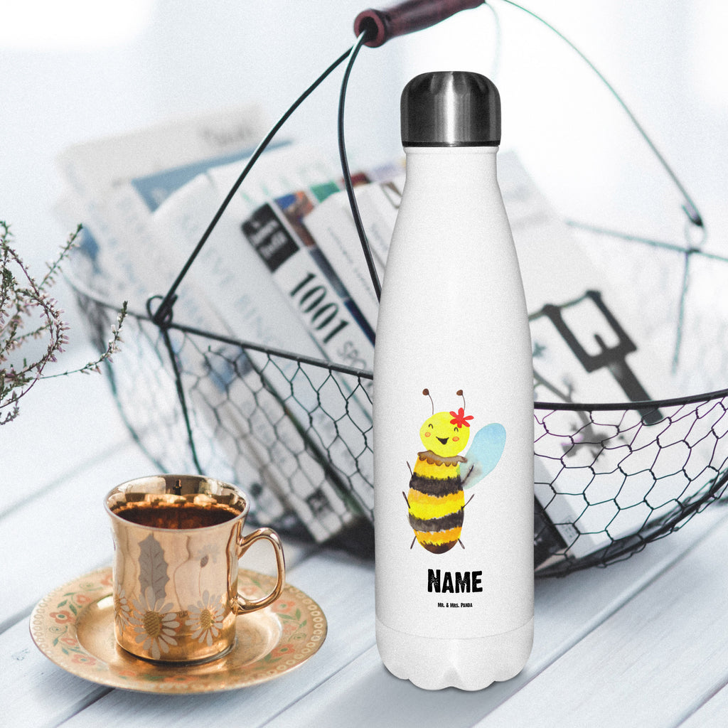 Personalisierte Thermosflasche Biene Happy Personalisierte Isolierflasche, Personalisierte Thermoflasche, Personalisierte Trinkflasche, Trinkflasche Mit Namen, Wunschname, Bedrucken, Namensflasche, Biene, Wespe, Hummel
