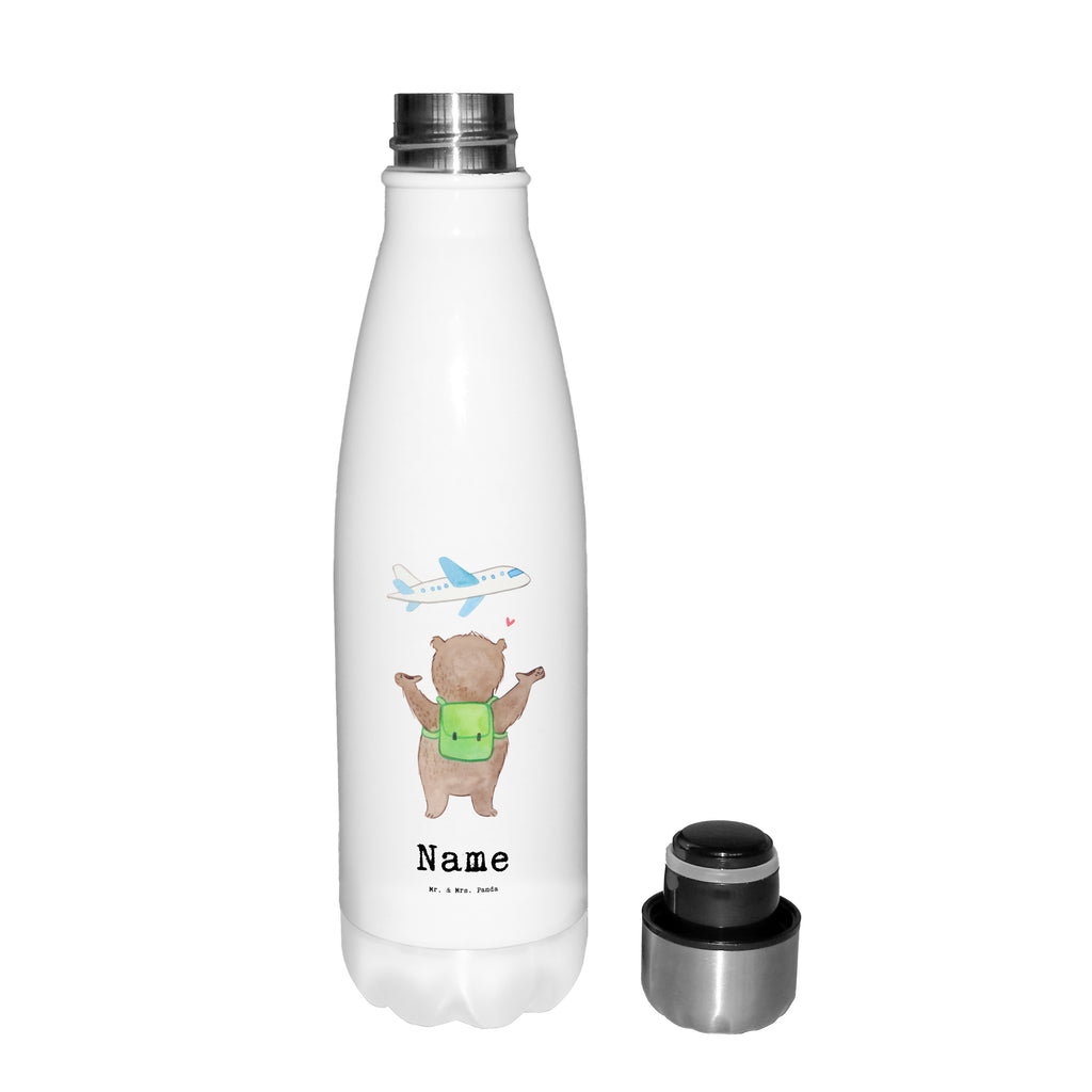 Personalisierte Thermosflasche Bär Reisen Tage Personalisierte Isolierflasche, Personalisierte Thermoflasche, Personalisierte Trinkflasche, Trinkflasche Mit Namen, Wunschname, Bedrucken, Namensflasche, Geschenk, Sport, Sportart, Hobby, Schenken, Danke, Dankeschön, Auszeichnung, Gewinn, Sportler, Reisen, Weltreise, Urlaub, Urlaube, Auslandsjahr, Austauschjahr, Schüleraustausch, Reisegruppe, Reiseveranstalter, Reisebüro