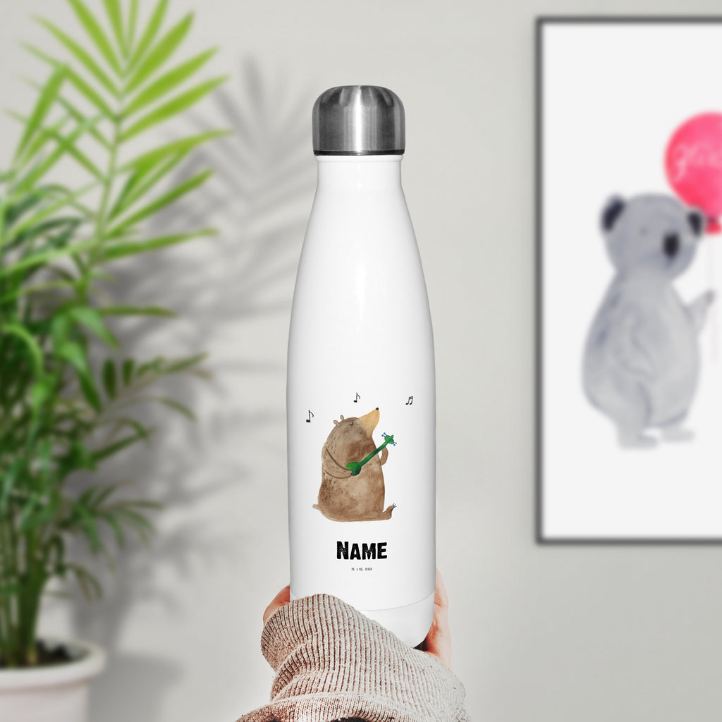 Personalisierte Thermosflasche Bär Gitarre Personalisierte Isolierflasche, Personalisierte Thermoflasche, Personalisierte Trinkflasche, Trinkflasche Mit Namen, Wunschname, Bedrucken, Namensflasche, Bär, Teddy, Teddybär
