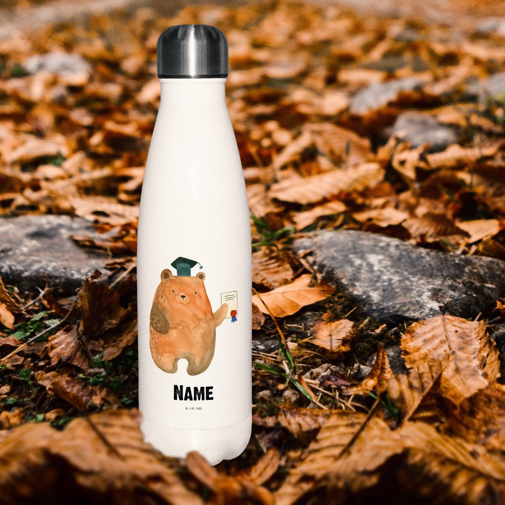 Personalisierte Thermosflasche Prüfungsbär Personalisierte Isolierflasche, Personalisierte Thermoflasche, Personalisierte Trinkflasche, Trinkflasche Mit Namen, Wunschname, Bedrucken, Namensflasche, Bär, Teddy, Teddybär, Abitur, Prüfungen, Prüfung bestanden, Abschluss, Zeugnis, Abschlusszeugnis