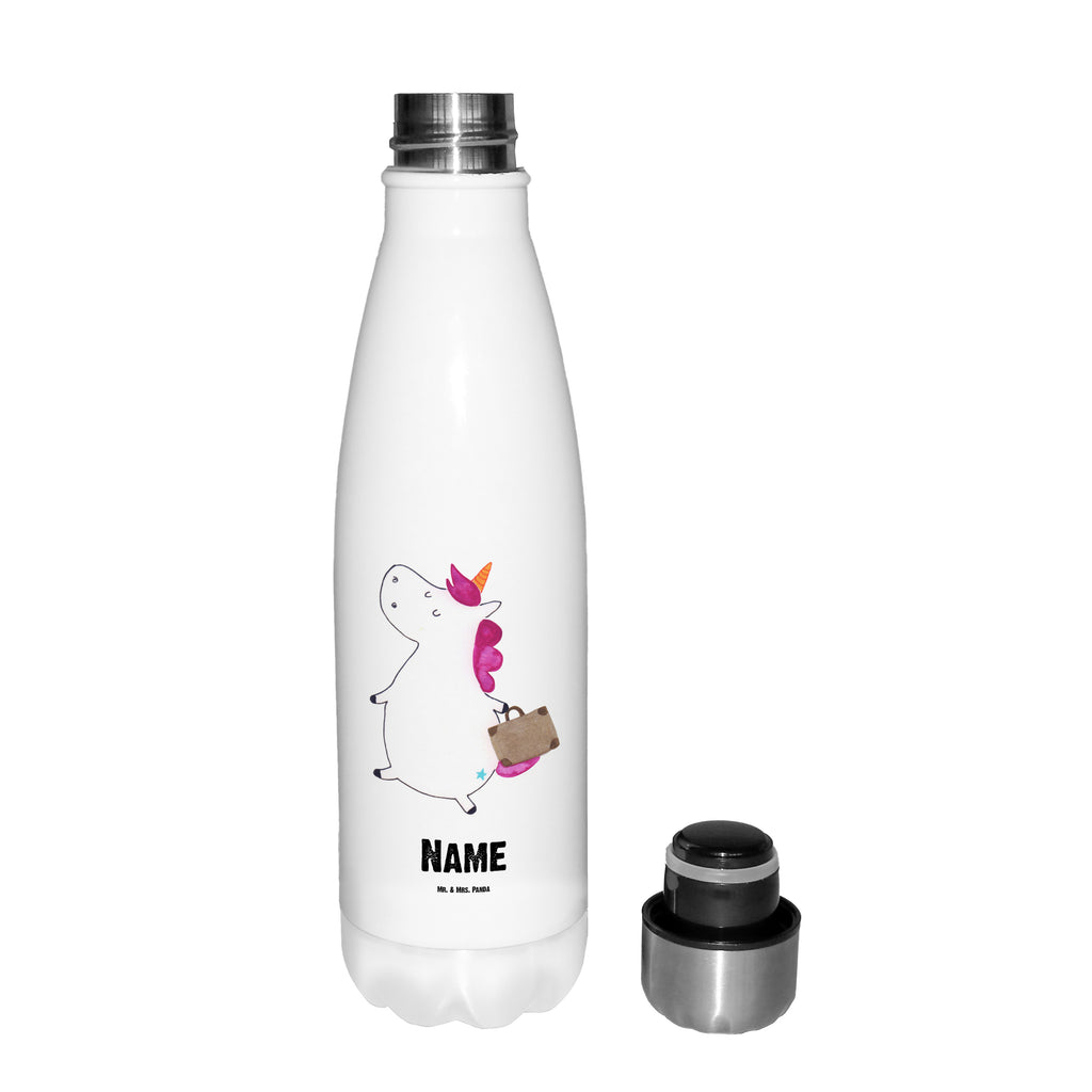 Personalisierte Thermosflasche Einhorn Koffer Personalisierte Isolierflasche, Personalisierte Thermoflasche, Personalisierte Trinkflasche, Trinkflasche Mit Namen, Wunschname, Bedrucken, Namensflasche, Einhorn, Einhörner, Einhorn Deko, Pegasus, Unicorn, unicorn, Koffer, Verreisen, Reise, Gepäck, Abenteuer, Erwachsen, Kind, albern, Spaß, lustig, witzig