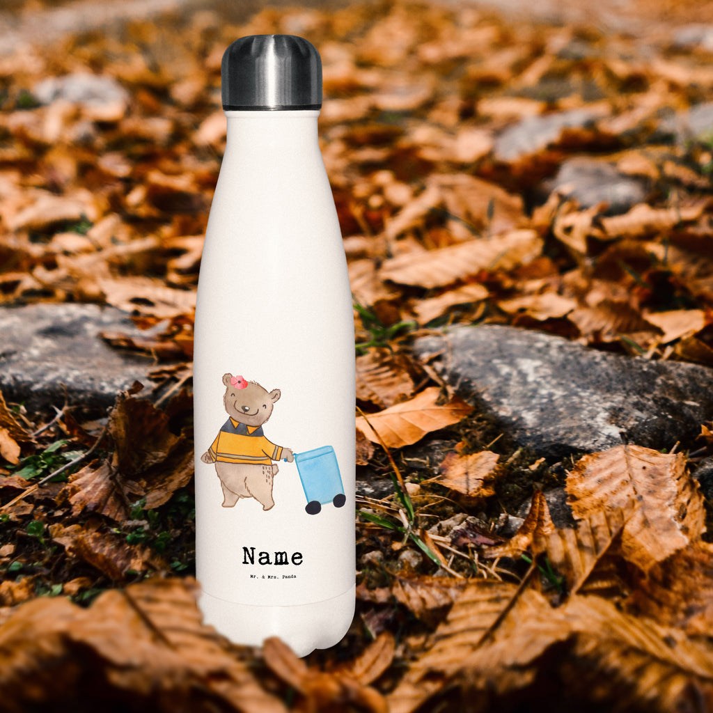 Personalisierte Thermosflasche Fachkraft - Kreislauf- und Abfallwirtschaft mit Herz Personalisierte Isolierflasche, Personalisierte Thermoflasche, Personalisierte Trinkflasche, Trinkflasche Mit Namen, Wunschname, Bedrucken, Namensflasche, Beruf, Ausbildung, Jubiläum, Abschied, Rente, Kollege, Kollegin, Geschenk, Schenken, Arbeitskollege, Mitarbeiter, Firma, Danke, Dankeschön, Müllwerker, Fachkraft Kreislauf- und Abfallwirtschaft, Müllentsorger, Kehrichtmann, Müllmann, Müllfahrer