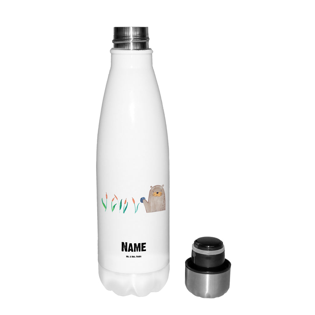 Personalisierte Thermosflasche Otter mit Stein Personalisierte Isolierflasche, Personalisierte Thermoflasche, Personalisierte Trinkflasche, Trinkflasche Mit Namen, Wunschname, Bedrucken, Namensflasche, Otter, Fischotter, Seeotter, Otter Seeotter See Otter