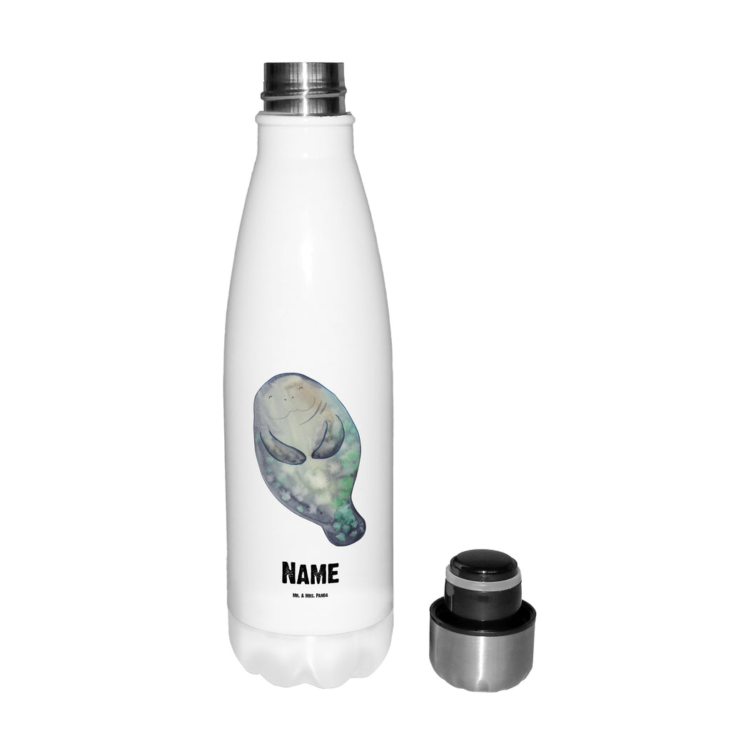 Personalisierte Thermosflasche Seekuh happy Personalisierte Isolierflasche, Personalisierte Thermoflasche, Personalisierte Trinkflasche, Trinkflasche Mit Namen, Wunschname, Bedrucken, Namensflasche, Meerestiere, Meer, Urlaub, Seekuh, Seekühe, Selbstliebe, Respekt, Neuanfang, Neustart, Achtsamkeit, Zufrieden, Liebeskummer, Freundin