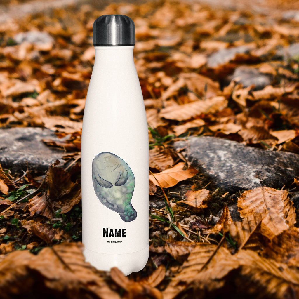 Personalisierte Thermosflasche Seekuh happy Personalisierte Isolierflasche, Personalisierte Thermoflasche, Personalisierte Trinkflasche, Trinkflasche Mit Namen, Wunschname, Bedrucken, Namensflasche, Meerestiere, Meer, Urlaub, Seekuh, Seekühe, Selbstliebe, Respekt, Neuanfang, Neustart, Achtsamkeit, Zufrieden, Liebeskummer, Freundin