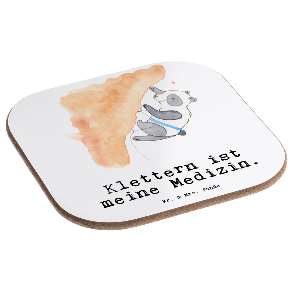 Quadratische Untersetzer Panda Klettern Medizin Bierdeckel, Glasuntersetzer, Untersetzer Gläser, Getränkeuntersetzer, Geschenk, Sport, Sportart, Hobby, Schenken, Danke, Dankeschön, Auszeichnung, Gewinn, Sportler, Klettern, Bouldern, Kletterhalle, Klettersport