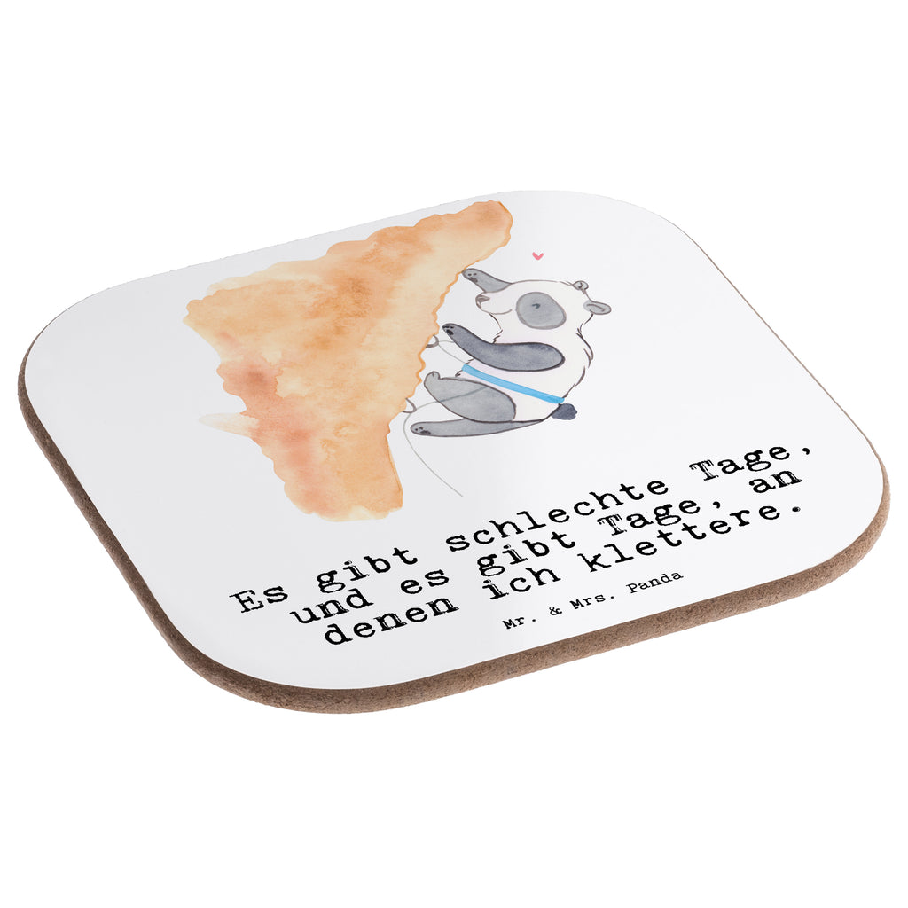 Quadratische Untersetzer Panda Klettern Tage Bierdeckel, Glasuntersetzer, Untersetzer Gläser, Getränkeuntersetzer, Geschenk, Sport, Sportart, Hobby, Schenken, Danke, Dankeschön, Auszeichnung, Gewinn, Sportler, Klettern, Bouldern, Kletterhalle, Klettersport