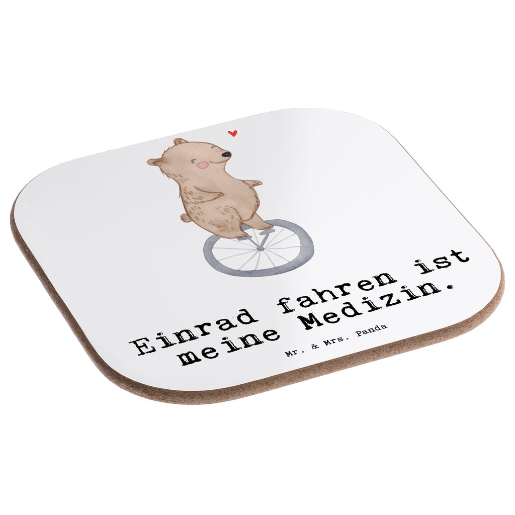 Quadratische Untersetzer Bär Einrad fahren Medizin Bierdeckel, Glasuntersetzer, Untersetzer Gläser, Getränkeuntersetzer, Geschenk, Sport, Sportart, Hobby, Schenken, Danke, Dankeschön, Auszeichnung, Gewinn, Sportler, Einrad fahren