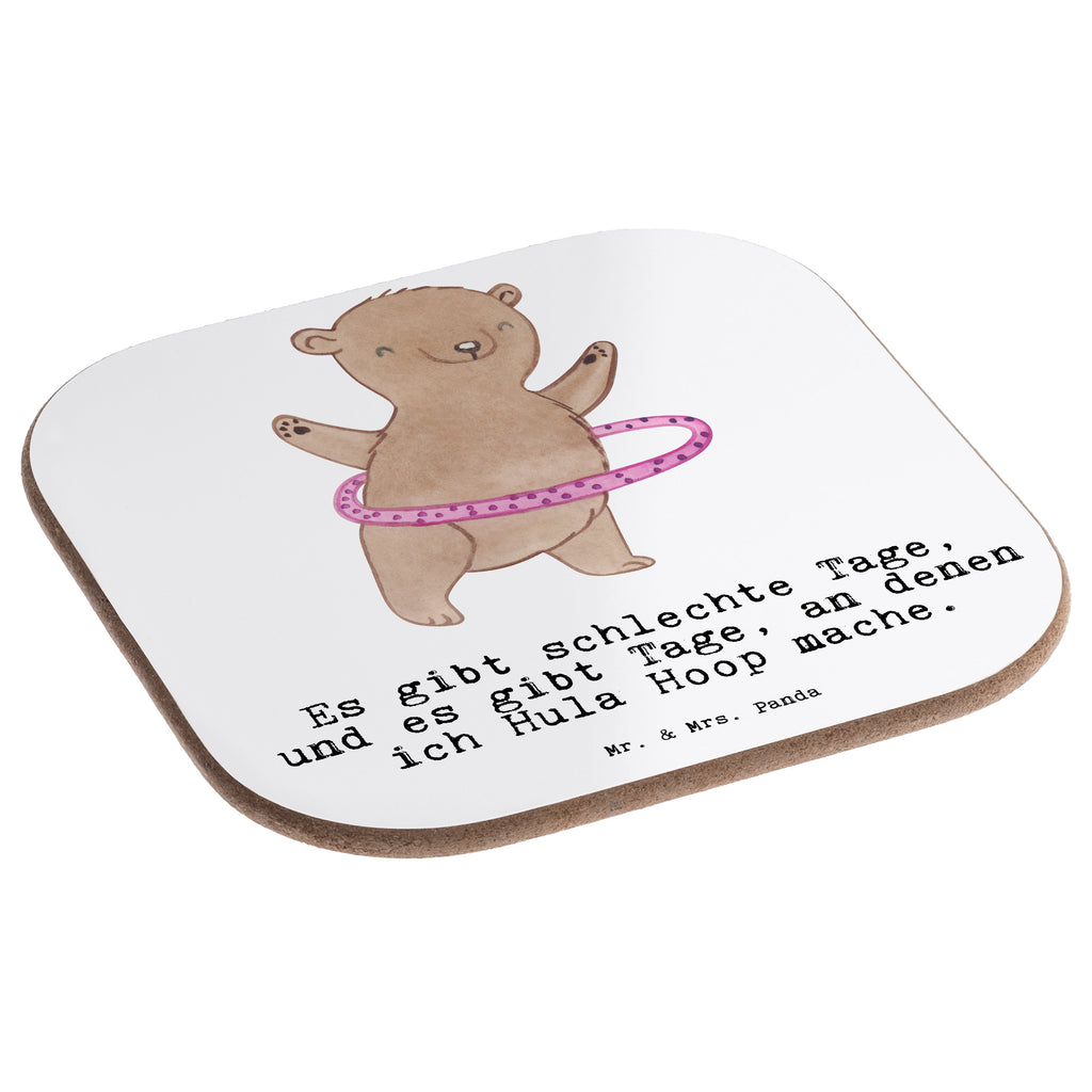 Quadratische Untersetzer Bär Hula Hoop Tage Bierdeckel, Glasuntersetzer, Untersetzer Gläser, Getränkeuntersetzer, Geschenk, Sport, Sportart, Hobby, Schenken, Danke, Dankeschön, Auszeichnung, Gewinn, Sportler, Hula Hoop, Fitness, Training