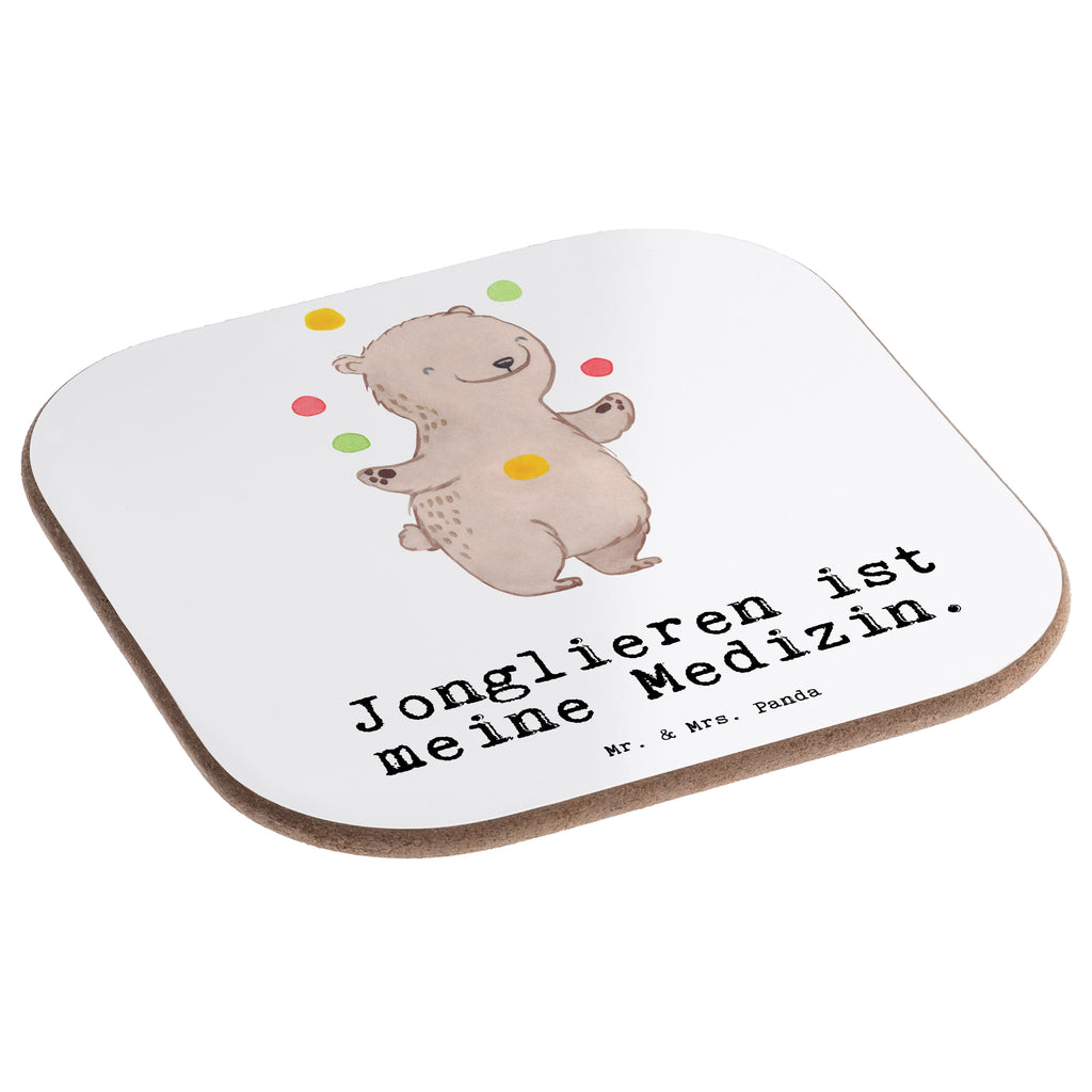 Quadratische Untersetzer Bär Jonglieren Medizin Bierdeckel, Glasuntersetzer, Untersetzer Gläser, Getränkeuntersetzer, Geschenk, Sport, Sportart, Hobby, Schenken, Danke, Dankeschön, Auszeichnung, Gewinn, Sportler, Jonglieren, Jongleur, Zirkus, Artistik