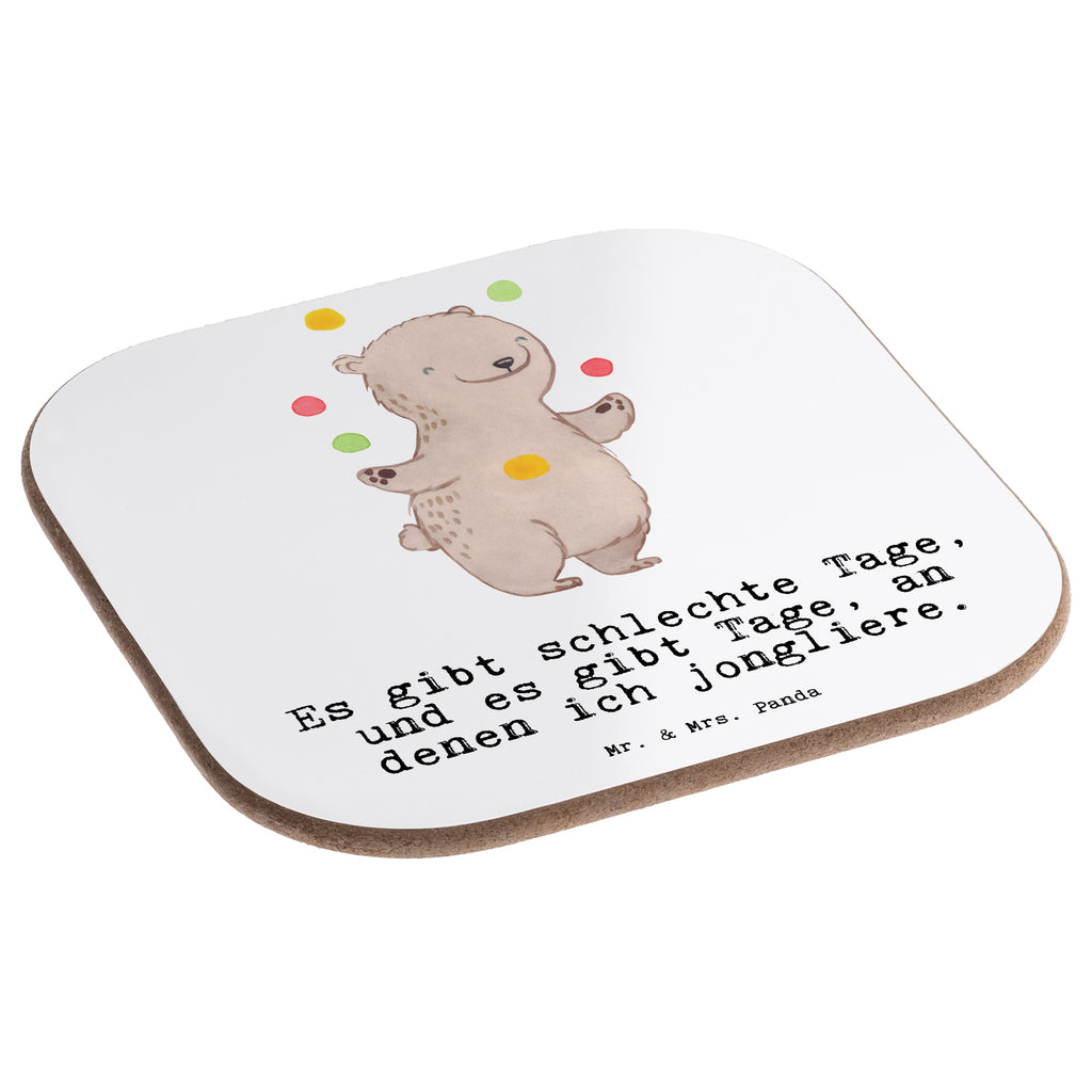 Quadratische Untersetzer Bär Jonglieren Tage Bierdeckel, Glasuntersetzer, Untersetzer Gläser, Getränkeuntersetzer, Geschenk, Sport, Sportart, Hobby, Schenken, Danke, Dankeschön, Auszeichnung, Gewinn, Sportler, Jonglieren, Jongleur, Zirkus, Artistik