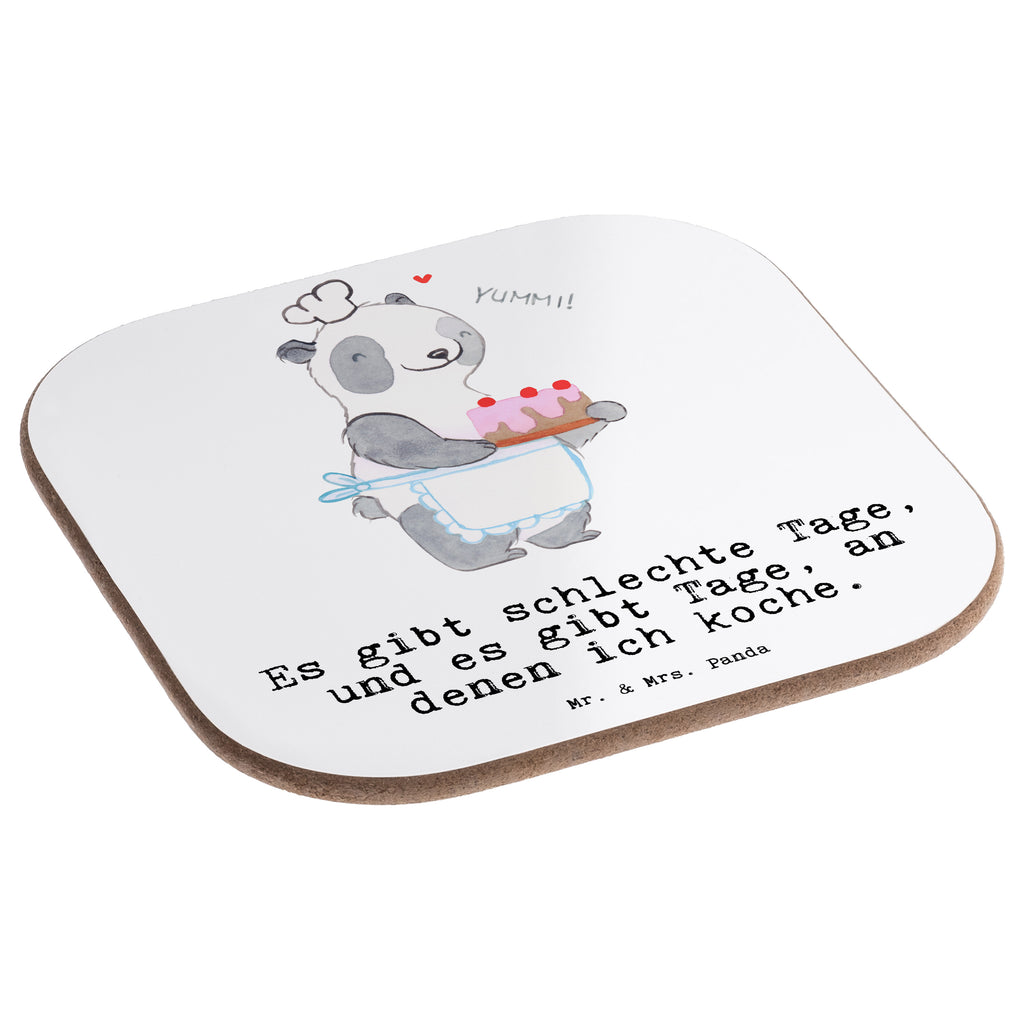 Quadratische Untersetzer Bär Kochen Tage Bierdeckel, Glasuntersetzer, Untersetzer Gläser, Getränkeuntersetzer, Geschenk, Sport, Sportart, Hobby, Schenken, Danke, Dankeschön, Auszeichnung, Gewinn, Sportler, Kochen, Hobbykoch, Hobbyköchin