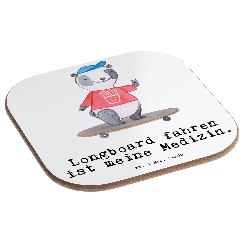 Quadratische Untersetzer Panda Longboard fahren Medizin Bierdeckel, Glasuntersetzer, Untersetzer Gläser, Getränkeuntersetzer, Geschenk, Sport, Sportart, Hobby, Schenken, Danke, Dankeschön, Auszeichnung, Gewinn, Sportler, Longboard fahren, Skaten, Rollbrettfahren, Longboardfahren, Roller Skaten, Skateboard fahren, Stunts